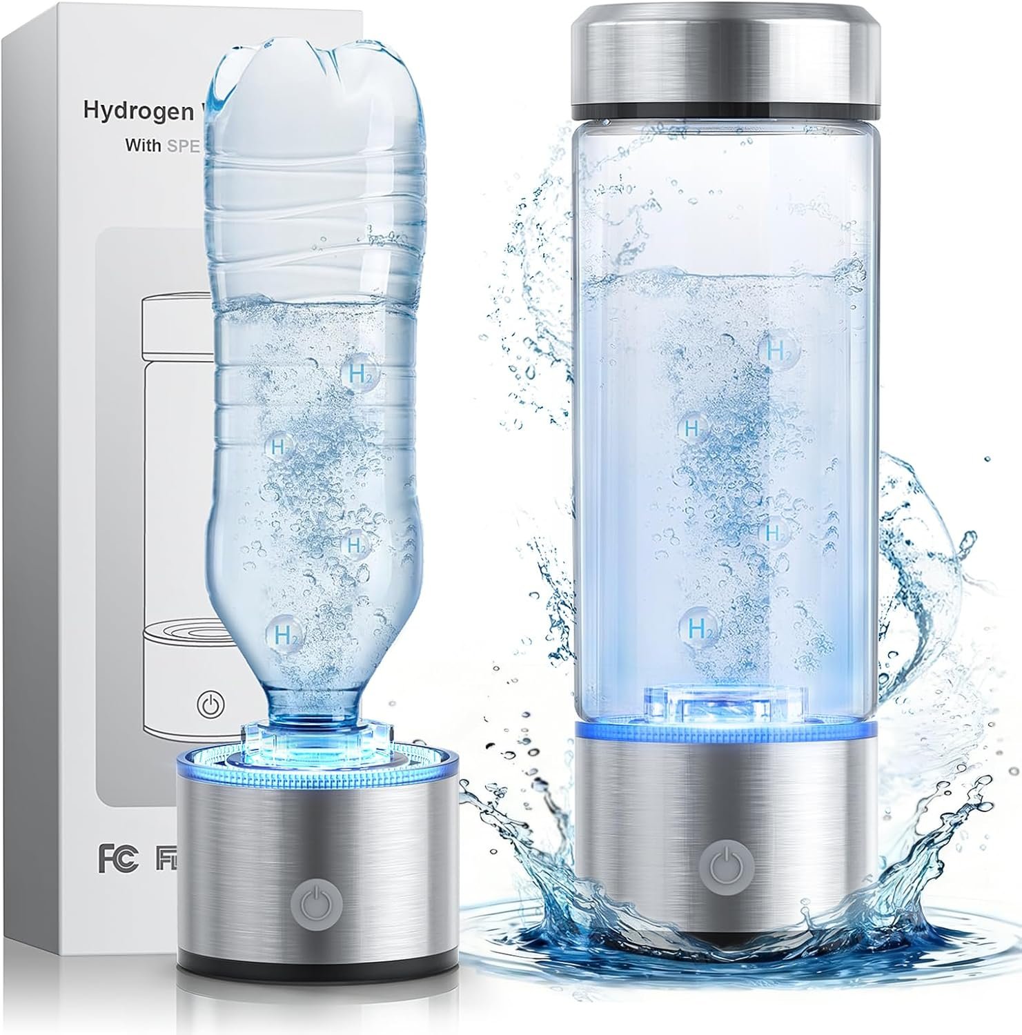 Hydrogen Water Bottle, 2800PPB in 3Min, SPE PEM Tech, Portable 16OZ, Rechargeable Hydrogen Water Bottle for Travel, Home, Office, Health Care Gift for Family & Friends (XR-15)