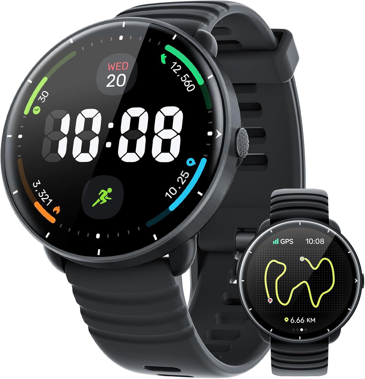 Parsonver Smart Watch for Swimming, 5ATM Waterproof Watch for Pool & Open Water, AI Swim Analysis, Built-in GPS & Compass, AMOLED Fitness Trackers 100+ Sports Modes, Heart Rate & Sleep Monitor, Black