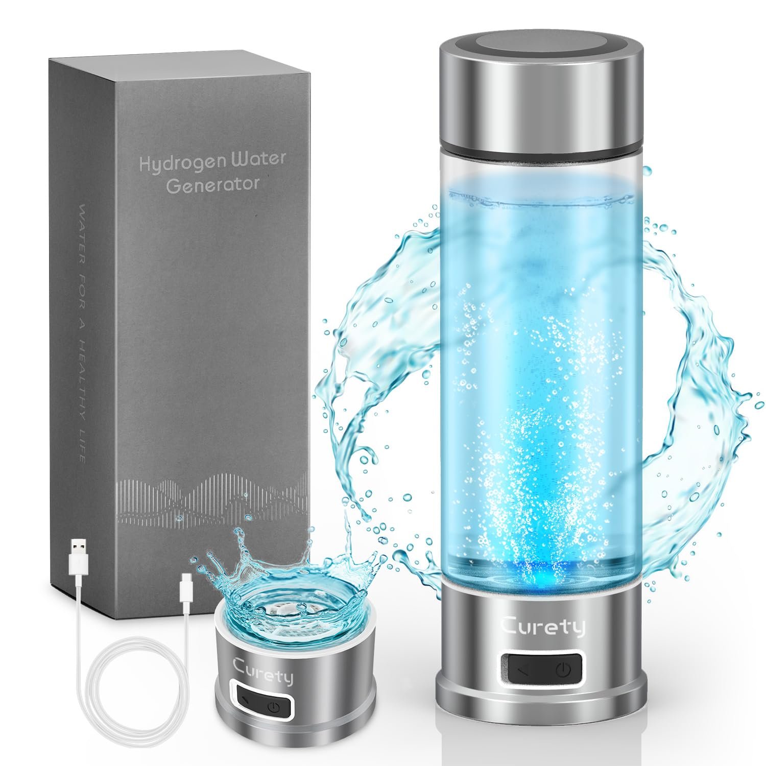 Hydrogen Water Bottle, 1500ppb Hydrogen Water Machine with SPE/PEM Technology, Alternative for Hydrogen Water Pitcher, Water Ionizer, Hydro Water Bottle for Health