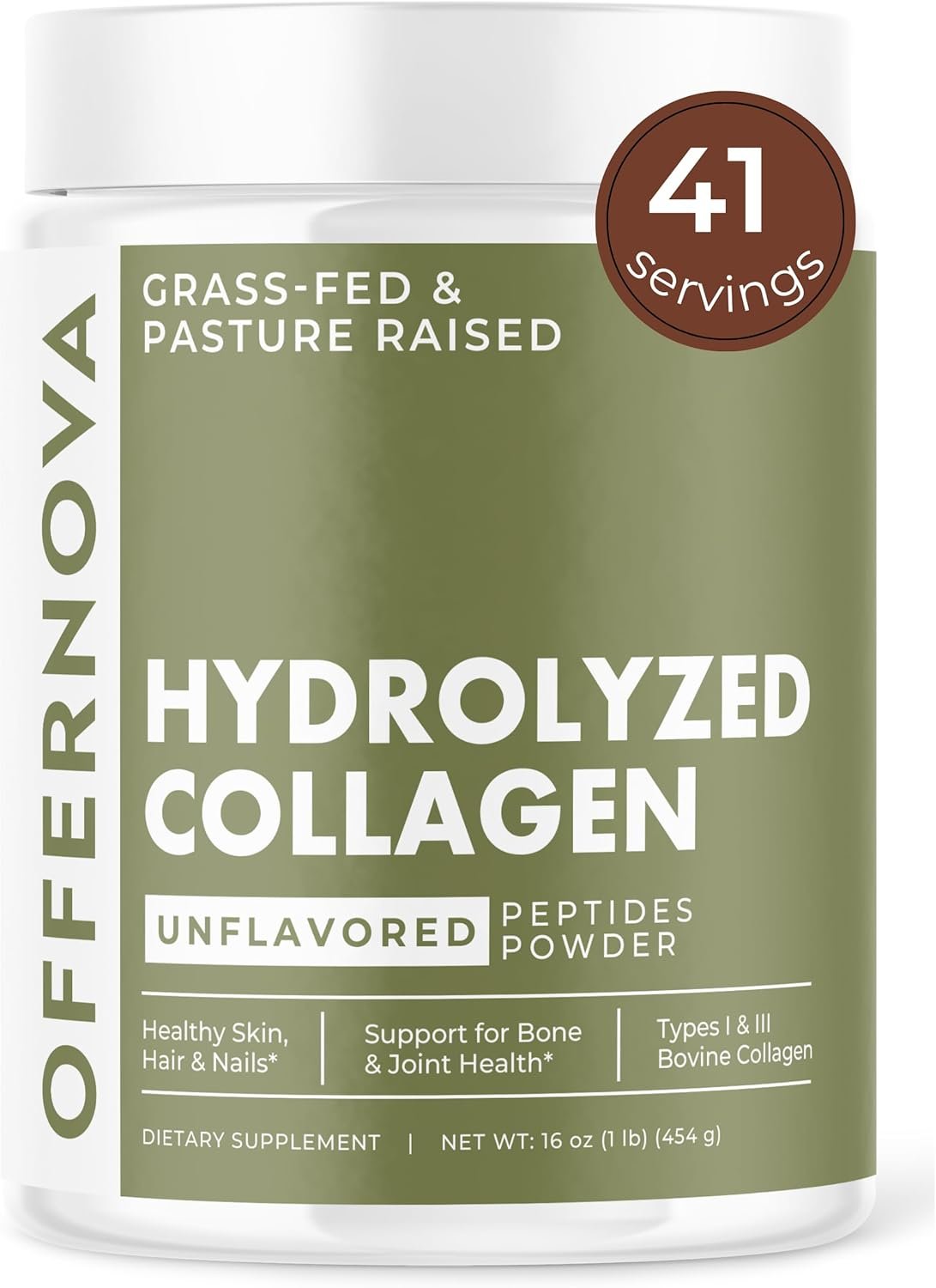 Hydrolyzed Collagen Peptides Powder – 100% Pure, Grass Fed & Unflavored for Women & Men – for Healthy Bones, Joints, Hair & Skin – Colageno Hidrolizado en Polvo Piel, Cabello y Articulaciones