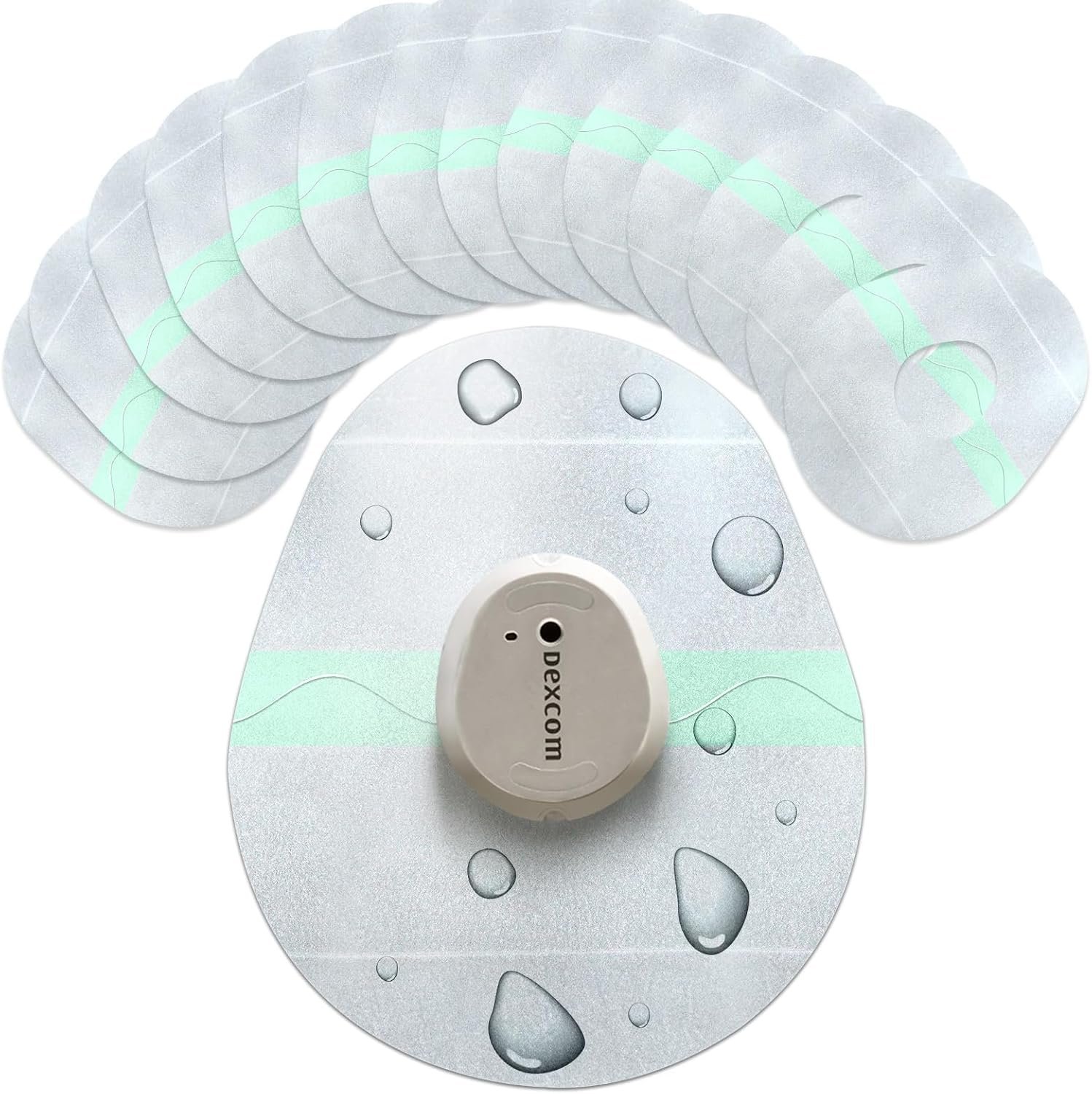 Adamson Dexcom G7 Over Patches Waterproof – 20 Clear Adhesive Patches – Transparent CGM Covers No Glue on Sensor – Strong Hold – Hypoallergenic & Sweatproof