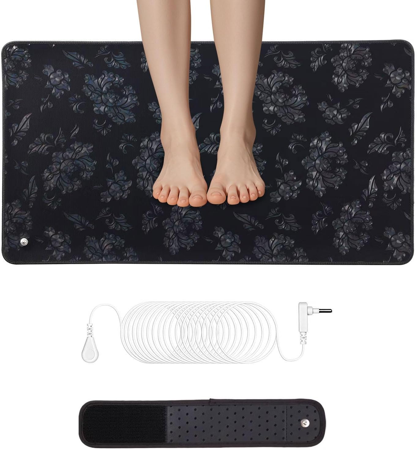 Grounding Mat for Sleep, Universal Grounding Mat for Pain Relief, Inflammation, Balance,Earth Connected Therapy. Grounding Wrist Strap and Grounding Mat Kit（23.6x13Inch）