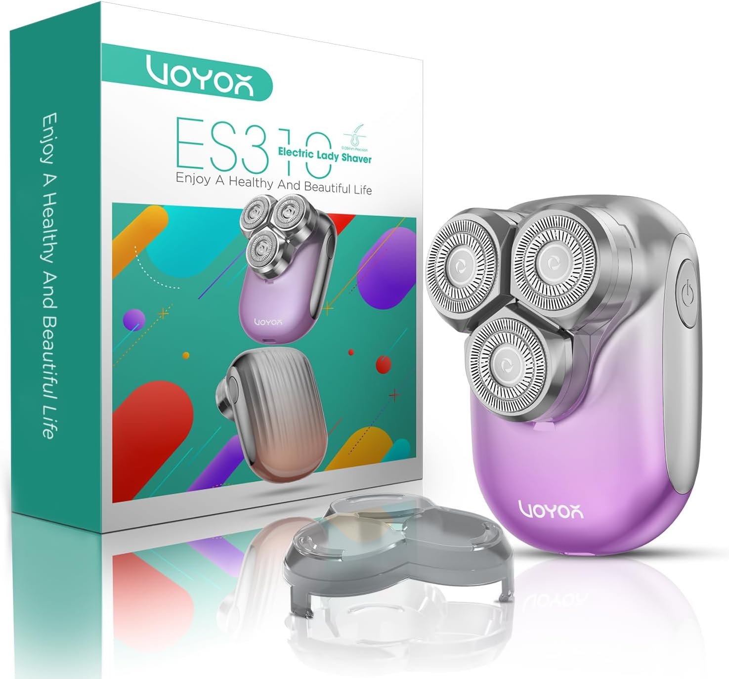 VOYOR Electric Razors for Women 3D Floating Blade Shaver for Women, Electric Shaver for Legs Bikini and Body Facial Hair Remover Women’s Shavers Waterproof Women’s Grooming ES310 (Purple)