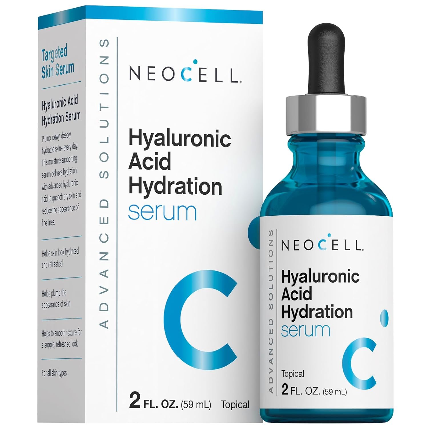 NeoCell Hyaluronic Acid Hydration Serum | 2 fl oz | Hydrating Formula for Face | Advanced Skin Care