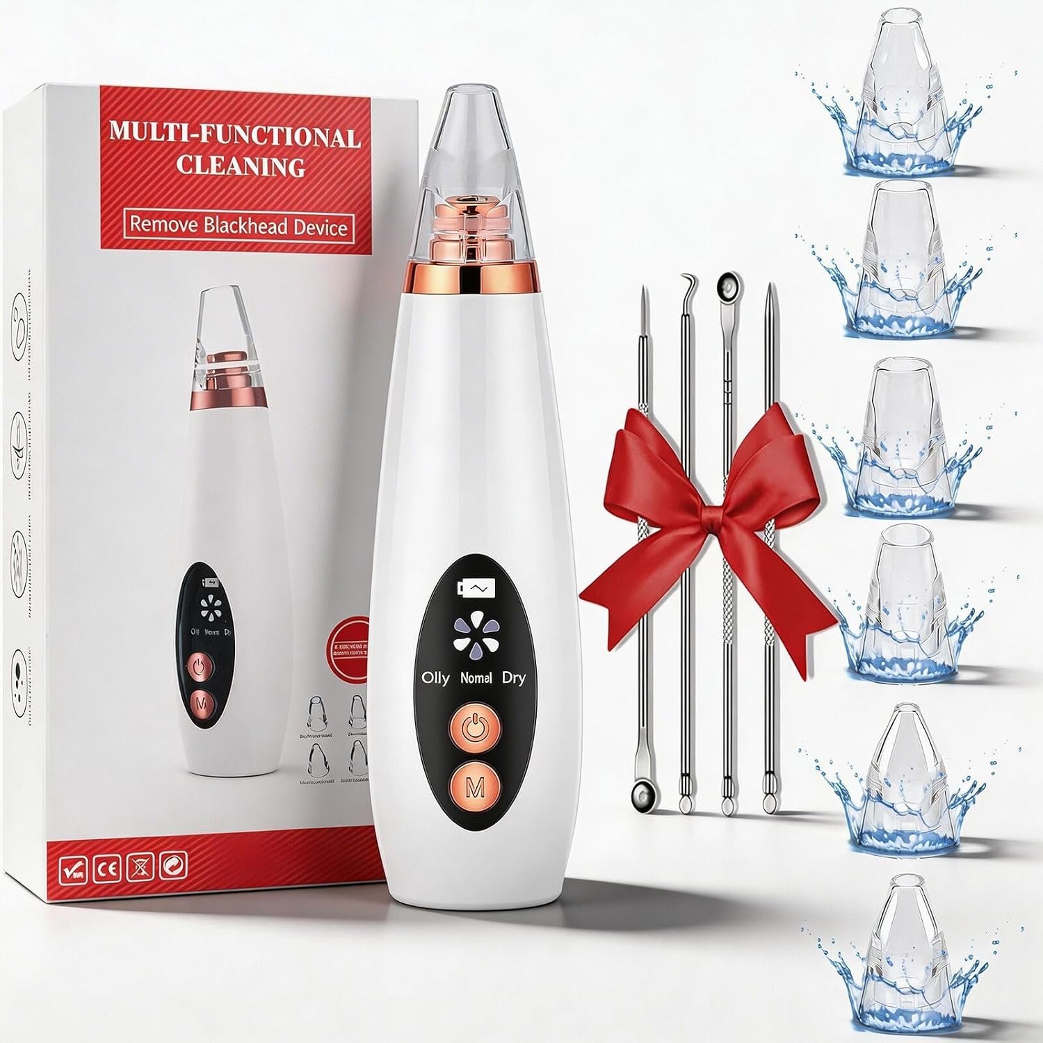 Blackhead Remover Pore Vacuum Cleaner for Face with Pimple Popper Tool Kit | 3 Suction Power Levels, 6 Suction Probes, 4 pcs Pimple Popper Tool Kit, USB Rechargeable, Deep Cleansing