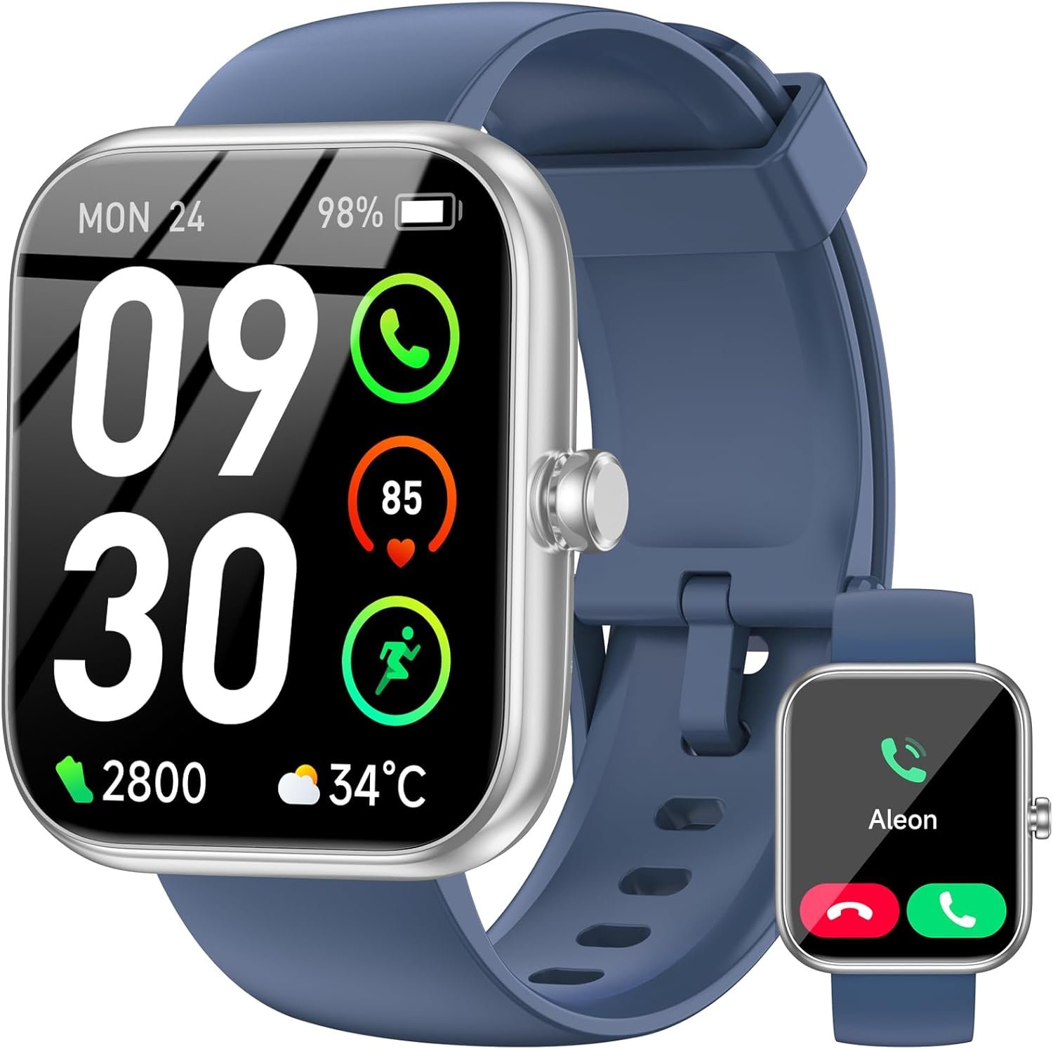 Smart Watch with Alexa Built-in, 1.83″ HD Touchscreen Fitness Tracker, Bluetooth Notifications/Calls, IP68 Waterproof, 120+ Sport Modes, 24/7 Heart Rate & Sleep Monitor for iPhone Android iOS (Blue)