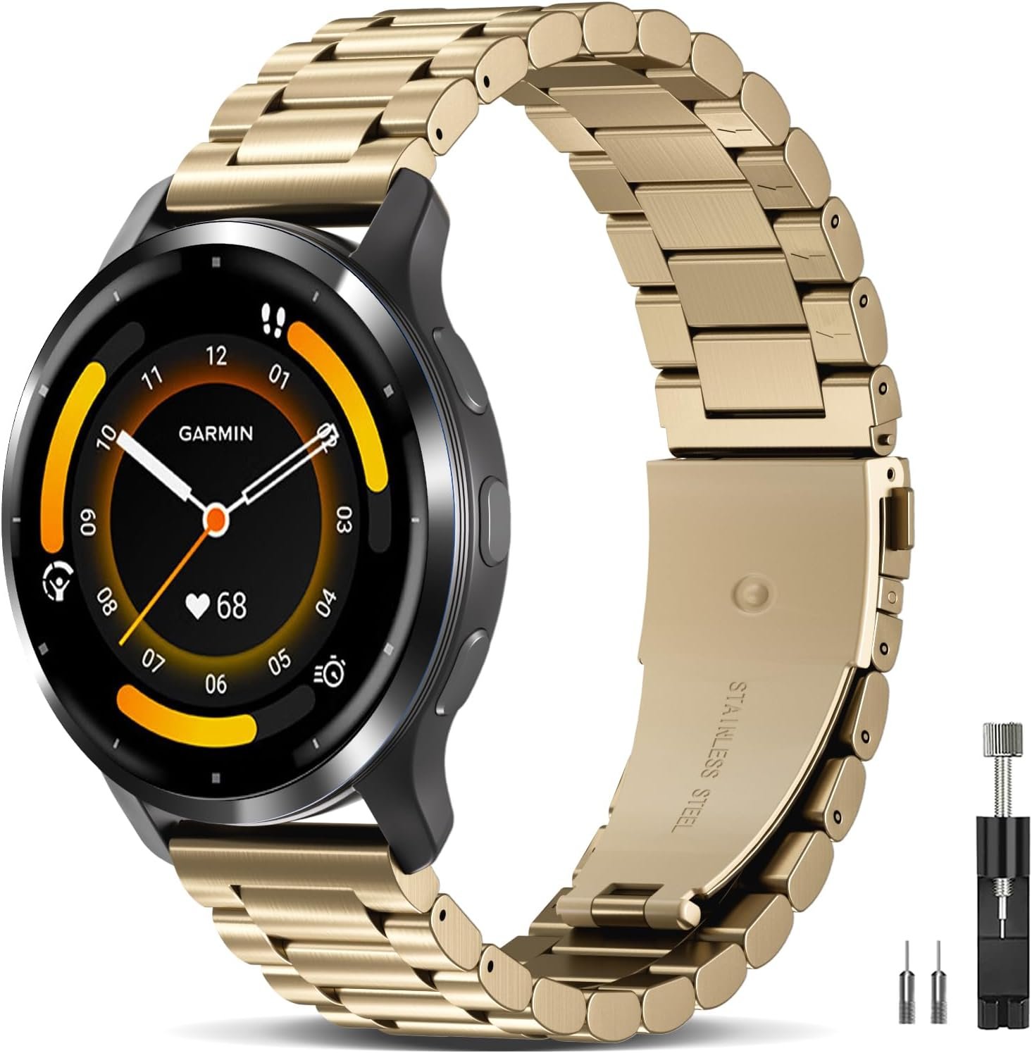 Compatible with Garmin Venu 3S Watch Band/Venu 4 41mm/Venu 2S/Vivoactive 4S/Vivomove 3S/Forerunner 255S/Forerunner 265S, 18mm Quick Release Stainless Steel Metal Strap Wristband for Women Men