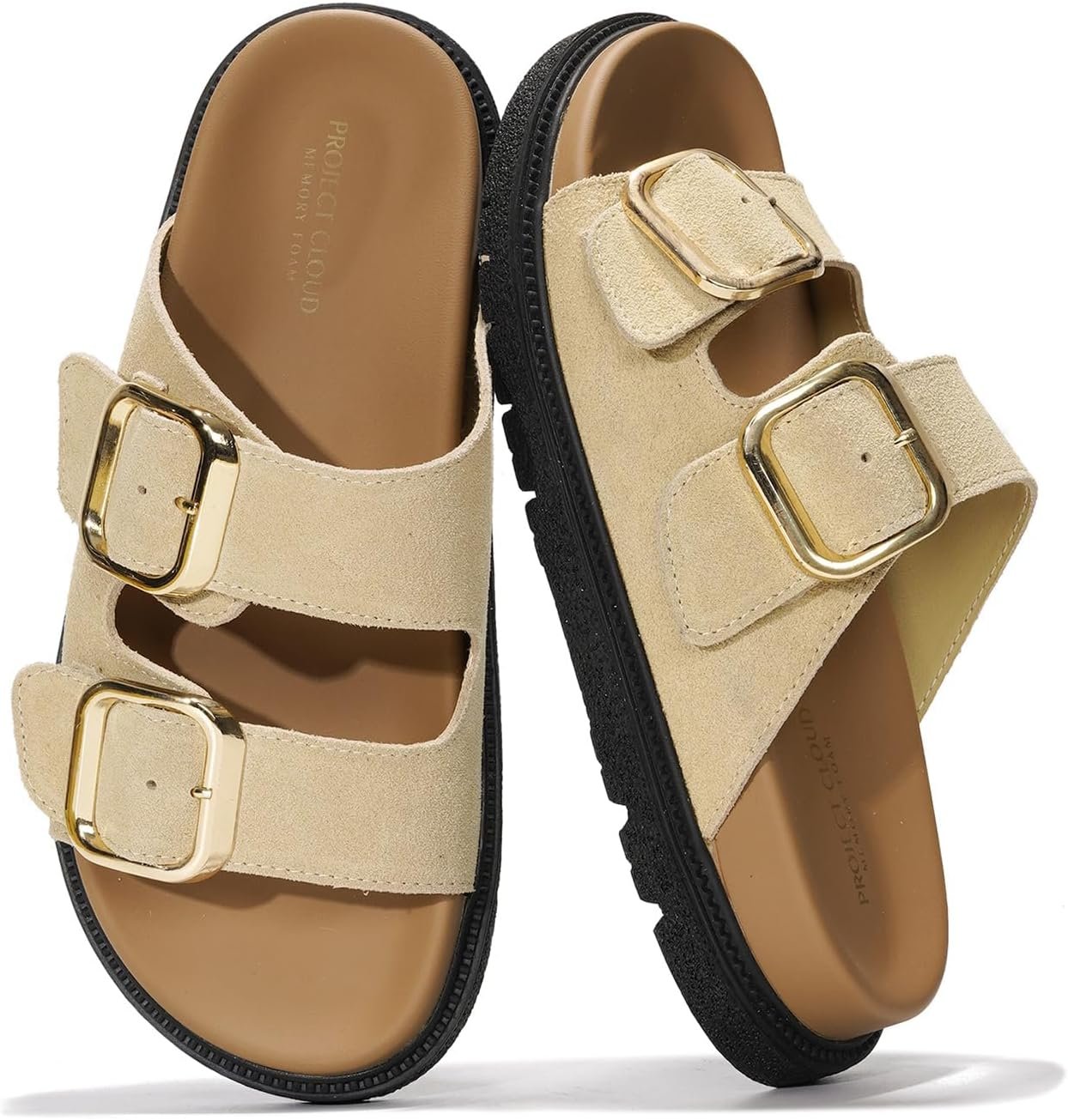 Project Cloud Sandals for Women – Trendy Sandals for Women 2026 with Adjustable Straps – Plush and Soft Insole Womens Slides – Non Slip Outsole Slides