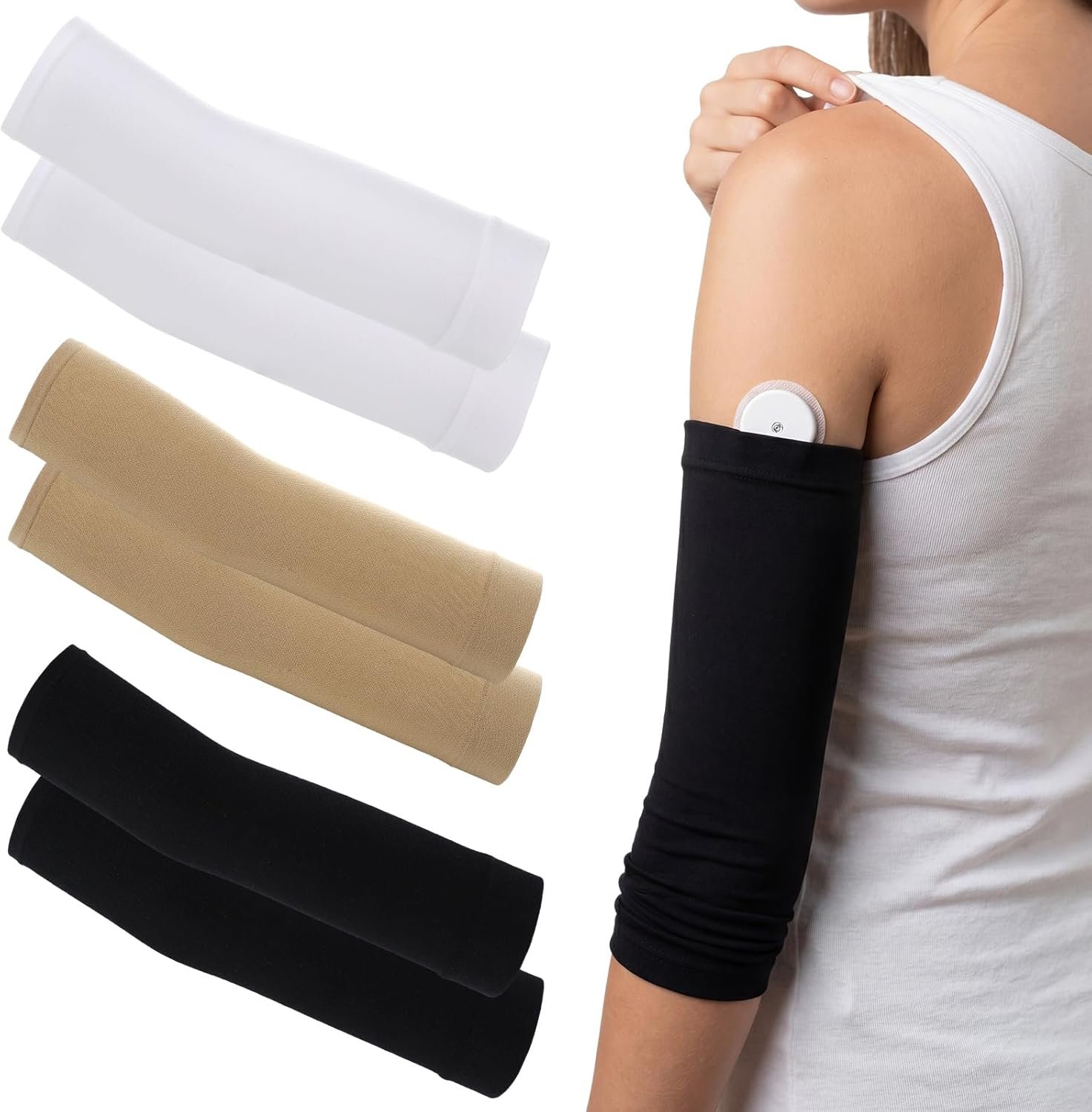 Twistover 6 Pcs Diabetic Arm Band Diabetes Sensor Armband Reusable Washable Diabetic Sensor Covers Sweatproof Breathable Arm Covers for Sports Glucose Monitor Insulin Pod Protection, Daily Use
