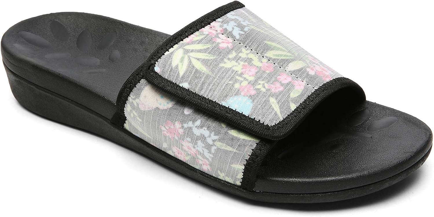 MEGNYA Orthopedic Slides Sandals for Women, Comfortable Plantar Fasciitis Sandals for Flat Feet, High Arch Support Walking Sandals with Adjustable Straps
