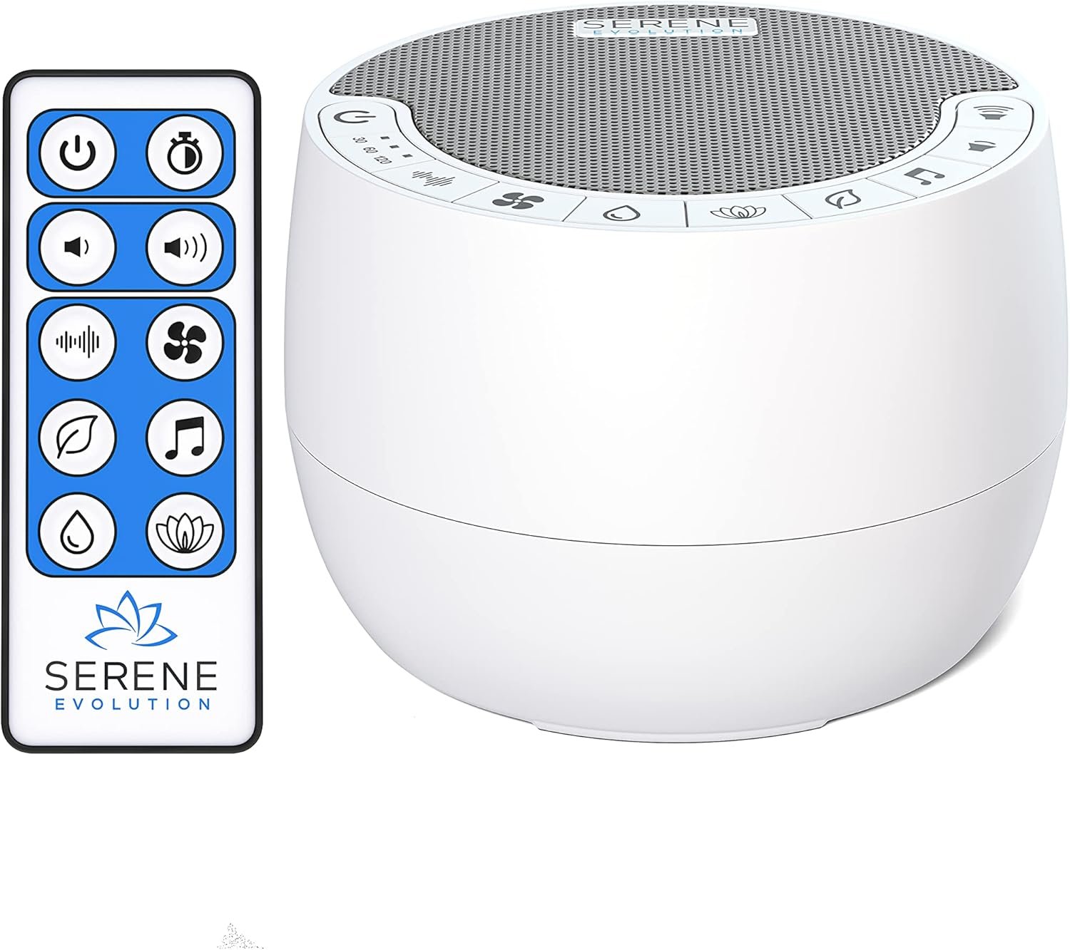 Serene Evolution White Noise Sound Machine with Remote Control – 70 Sound Options for Sleeping Adults and Babies – White Noise Machine for Office Privacy, Noise Canceling with Ocean and Rain Sounds