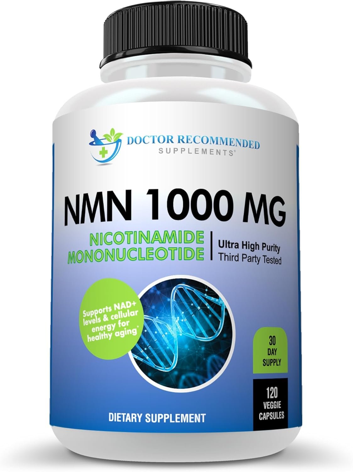 DOCTOR RECOMMENDED SUPPLEMENTS NMN 1000mg (Nicotinamide Mononucleotide) – 120 Veggie Capsules, 30 Servings – Supports NAD+ Levels & Cellular Energy – Third Party Tested, Non-GMO, Gluten Free