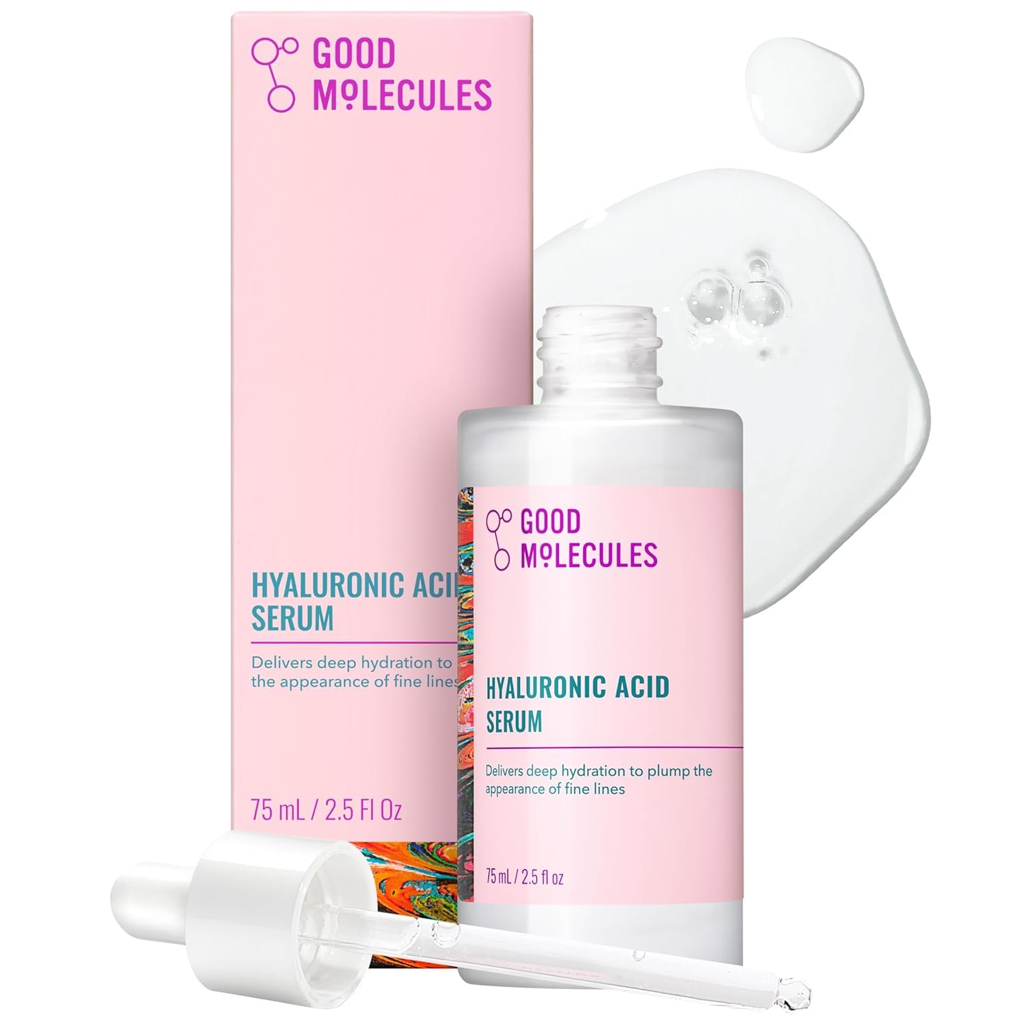 Good Molecules Hyaluronic Acid Serum – 1% Hyaluronic Acid Non-Greasy Ultra hydrating Serum Facial Moisturizer for Plumper Skin, Skin Care for Face