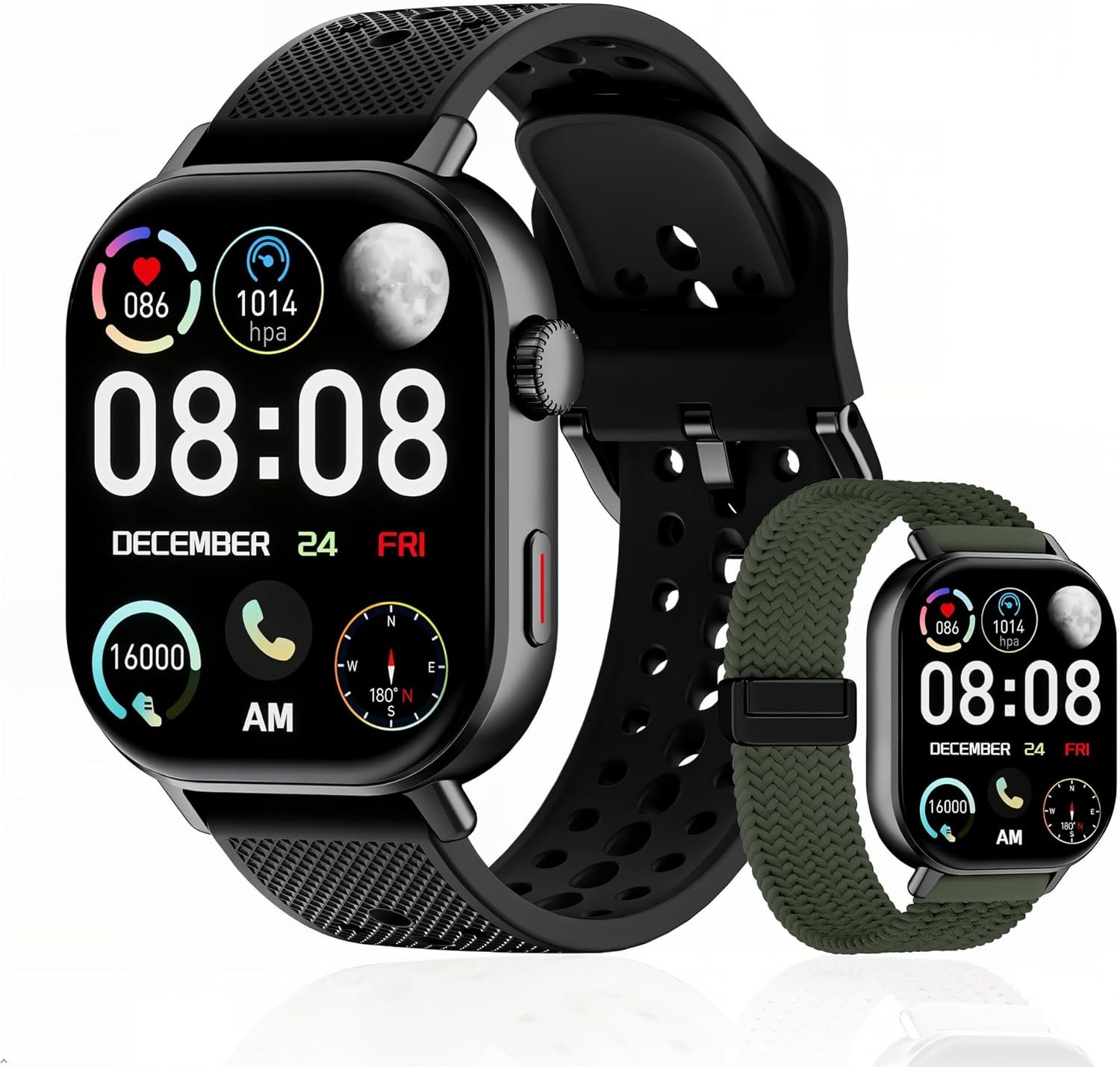 AMOLED GPS Running Smartwatch, 50m Waterproof, Tracks Steps Sleep Heart Rate Oxygen, Long Battery Life with Step & Calorie Counter for Swimming Runners Men Women (Black)