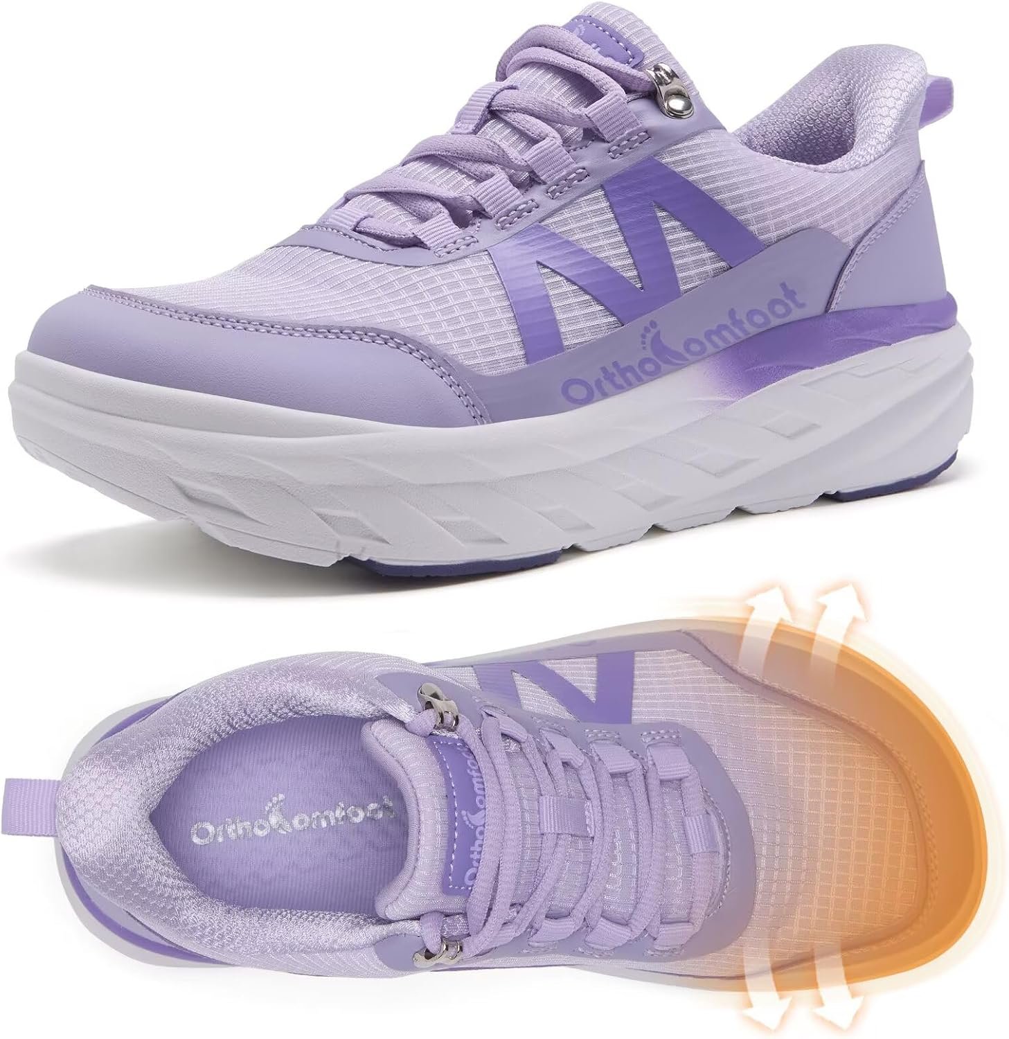 Women’s Orthopedic Diabetic Wide Walking Shoes: Comfortable Arch Support Plantar Fasciitis Orthotic Slip On/Off Sport Running Sneakers, Casual Flat Feet Swollen Athletic Shoes for Foot Heel and Pain