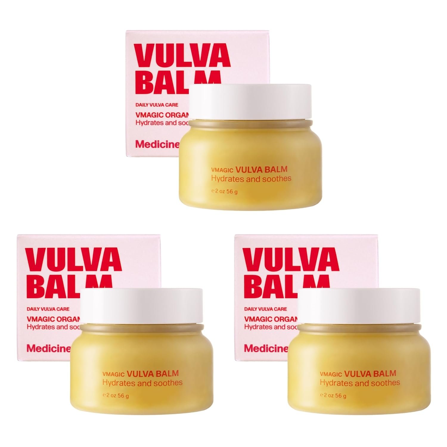 VMAGIC by Medicine Mama Organic Vulva Balm – Intimate Skin Care, Menopause Support – Relieves Feminine Dryness, Itching & Irritation – Hormone Free, Vaginal Moisturizer for Women – 3-pack (2 oz ea)