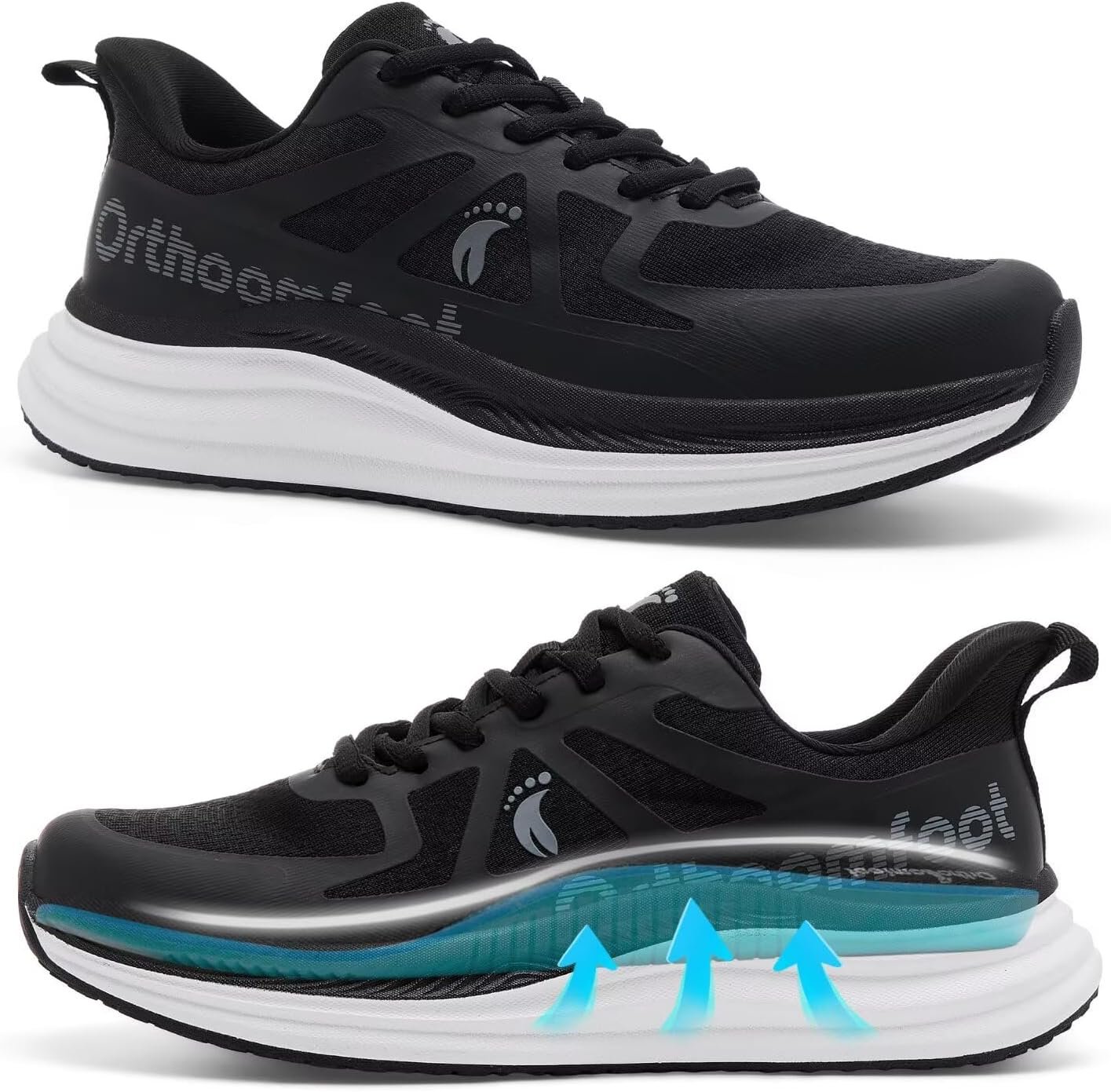 Women’s Orthopedic Road Running Shoes: Comfortable Arch Support Plantar Fasciitis Flat Feet Orthotic Sports Sneakers, Casual Cushion Tennis Walking Shoes for Foot and Heel Pain Relief