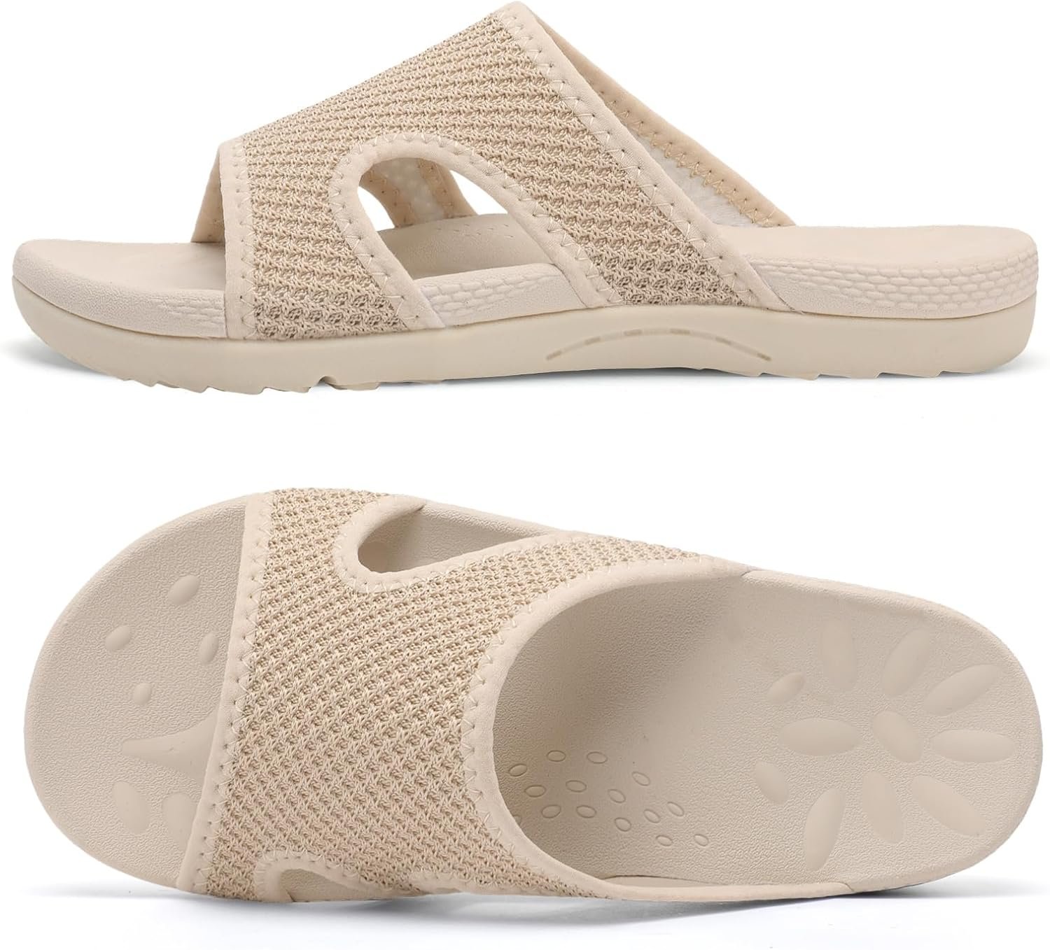 LeIsfIt Womens Slide Sandals Arch Support Slides Slip on Plantar Fasciitis Sandals Ladies Yoga Mat Thick Cushion Slipper Slides for Indoor Outdoor