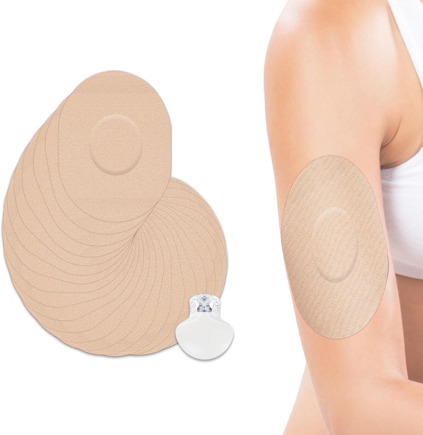 25 Pack CGM Adhesive Patches – Water-Resistant & Sweatproof for Freestyle Libre 1/2/3, Guardian 3/4, Enlite & G7 Sensor Patch | Hypoallergenic Breathable Overpatch | Long-Lasting Tan CGM Sensor Cover