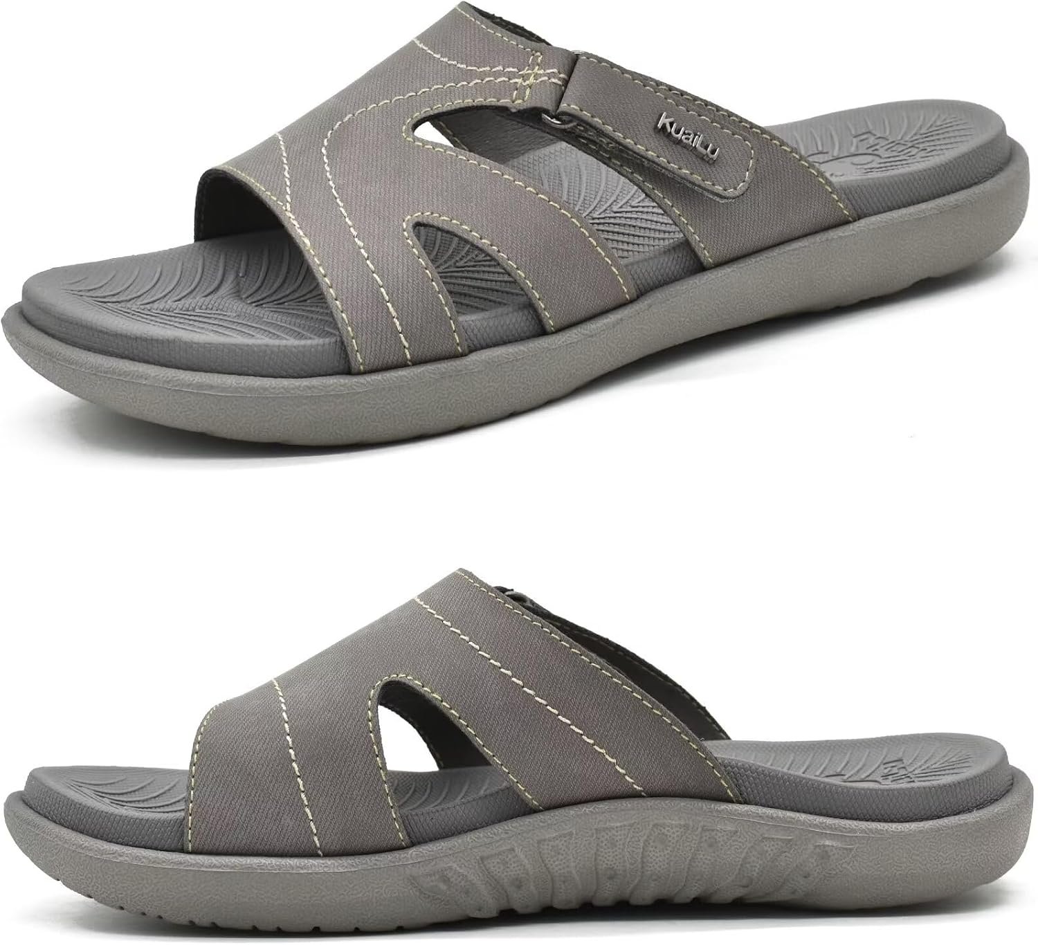 KuaiLu Womens Fashion Orthotic Slides Ladies Athletic Yoga Mat Memory Foam Walking Sandals Thick Cushion Recovery Summer Beach Slippers Comfortable Plantar Fasciitis Arch Support
