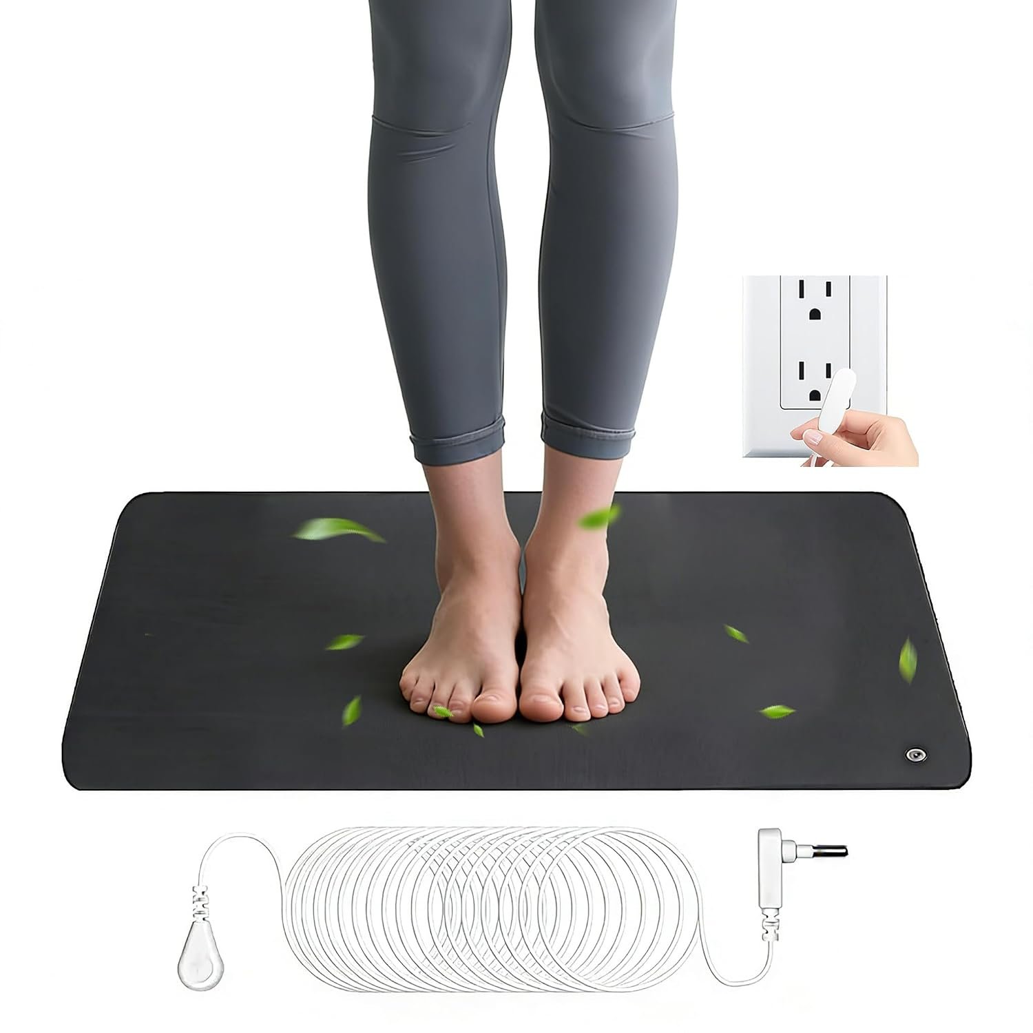 Grounding Mat for Feet, Earthing Mat for Better Sleep, Stress Relief & Wellness, Grounding Pad for Yoga, Home, Office, Easy Care, Including 15ft Grounding Cord (24” x 35”)
