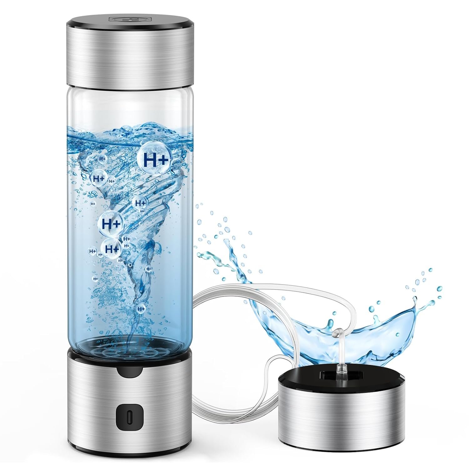 2025 Upgrade Hydrogen Water Bottle Generator, 2 in 1 Hydroh Hydrogen Water Bottle with SPE/PEM Technology, 460ml Portable Rechargeable Ionizer Machine for Home, Office, Travel and Fitness