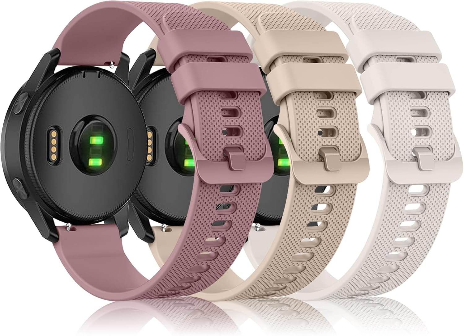 Meliya Bands Compatible with Garmin Venu/Venu Sq/Sq 2/Venu 2 Plus/Garmin Vivoactive 6/5/3 Watch Bands Women Men, 3-Pack Soft Silicone Sport Replacement Strap for Garmin 165/55/645/245 Music Watch Band
