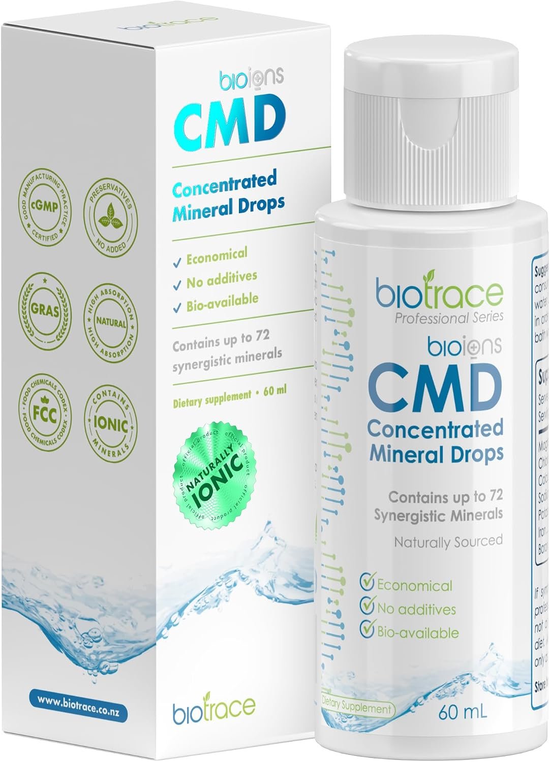 BioTrace Dead Sea Trace Mineral Drops | 72+ Concentrated Trace Minerals, Ionic Liquid Magnesium, Chloride, Potassium | Low Sodium | Energy, Electrolytes, Hydration | 34 Day Supply, 2 fl oz (Pack of 1)