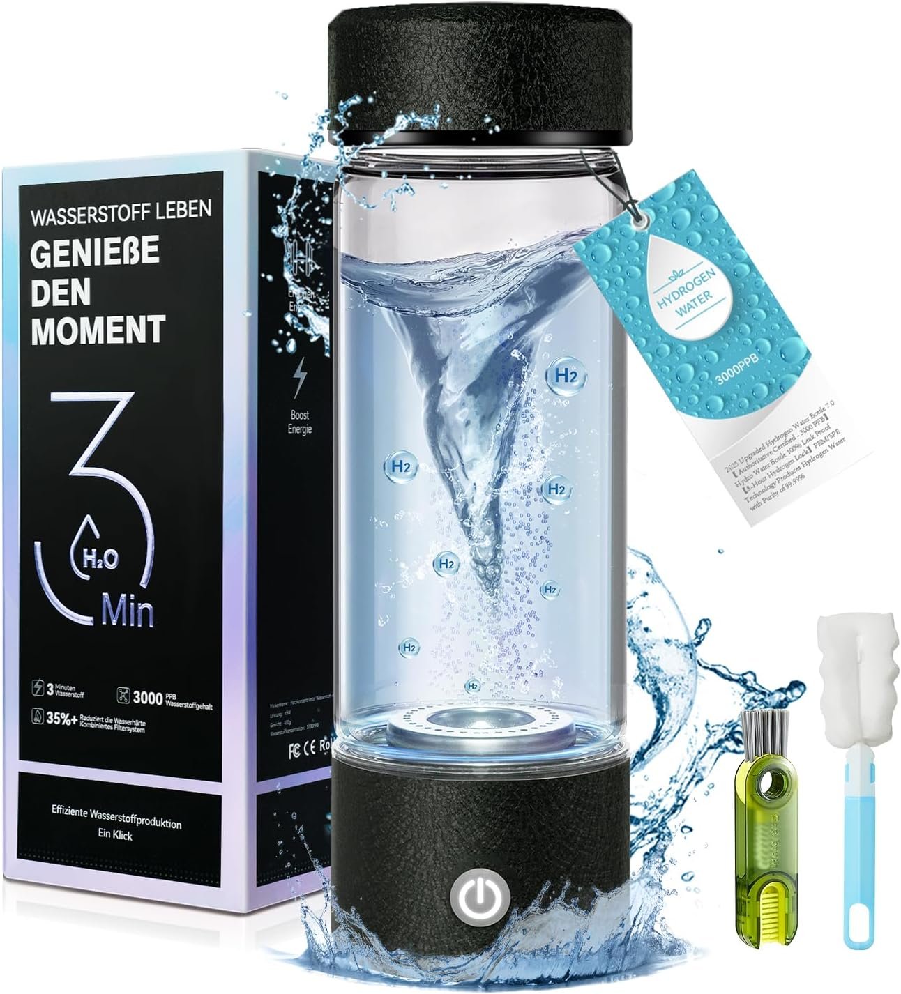 2026 Upgrade Hydrogen Water Bottle Generator【NO.1 Double Hydrogen Content】【Industry TOP – 24-Hour Hydrogen Lock】| 0 Chlorine & 0 Ozone | 100% Leak-Proof Seal, Sports Hydrogen Water Bottle