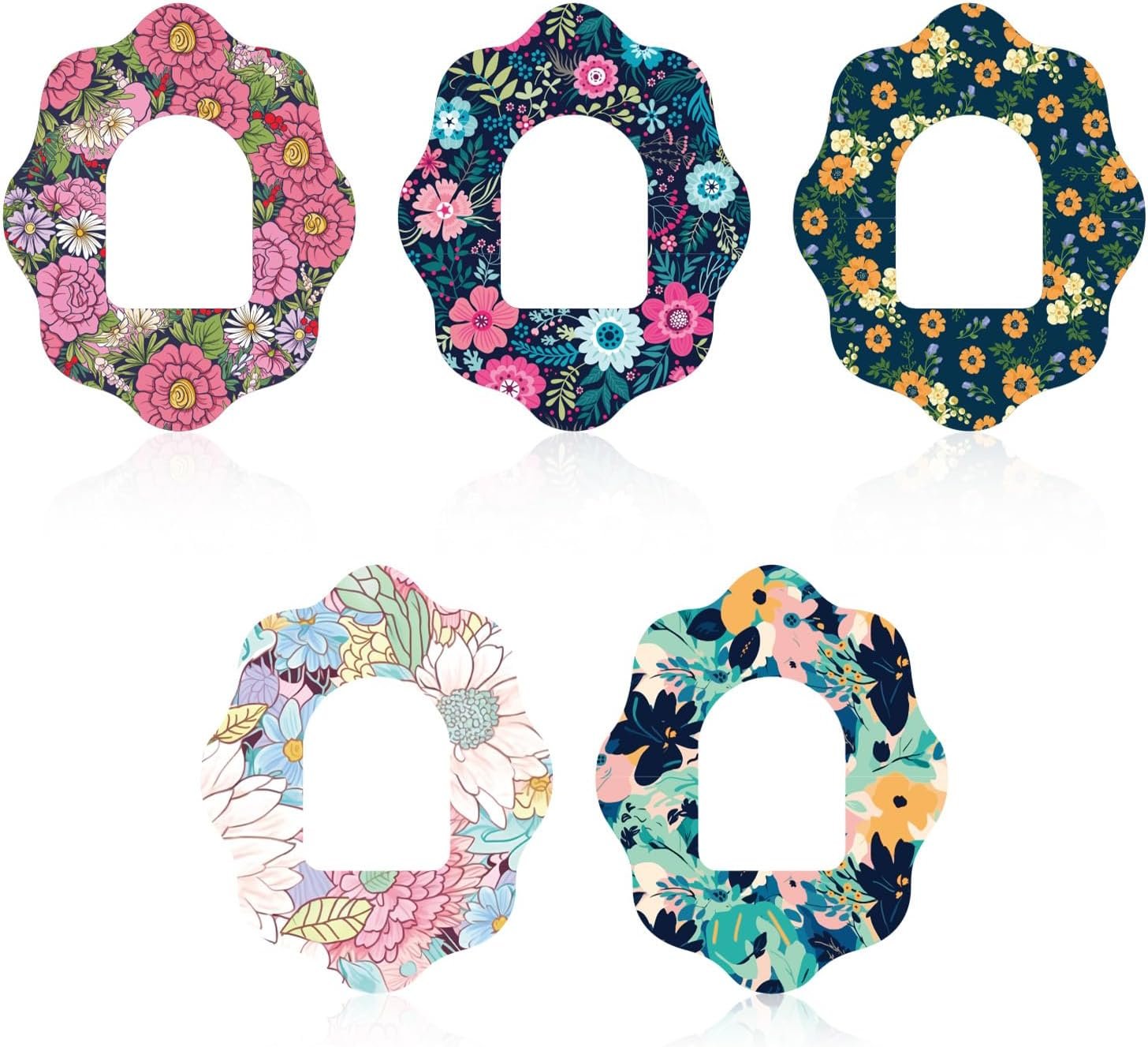 25pcs Adhesive Patches Compatible with Omnipod 5, Floral CGM Overpatches Overlay Waterproof & Sweatproof Sensor Covers Sticker for Pod Pals Omni Pod Screen Protector Accessories (Flower Shape)