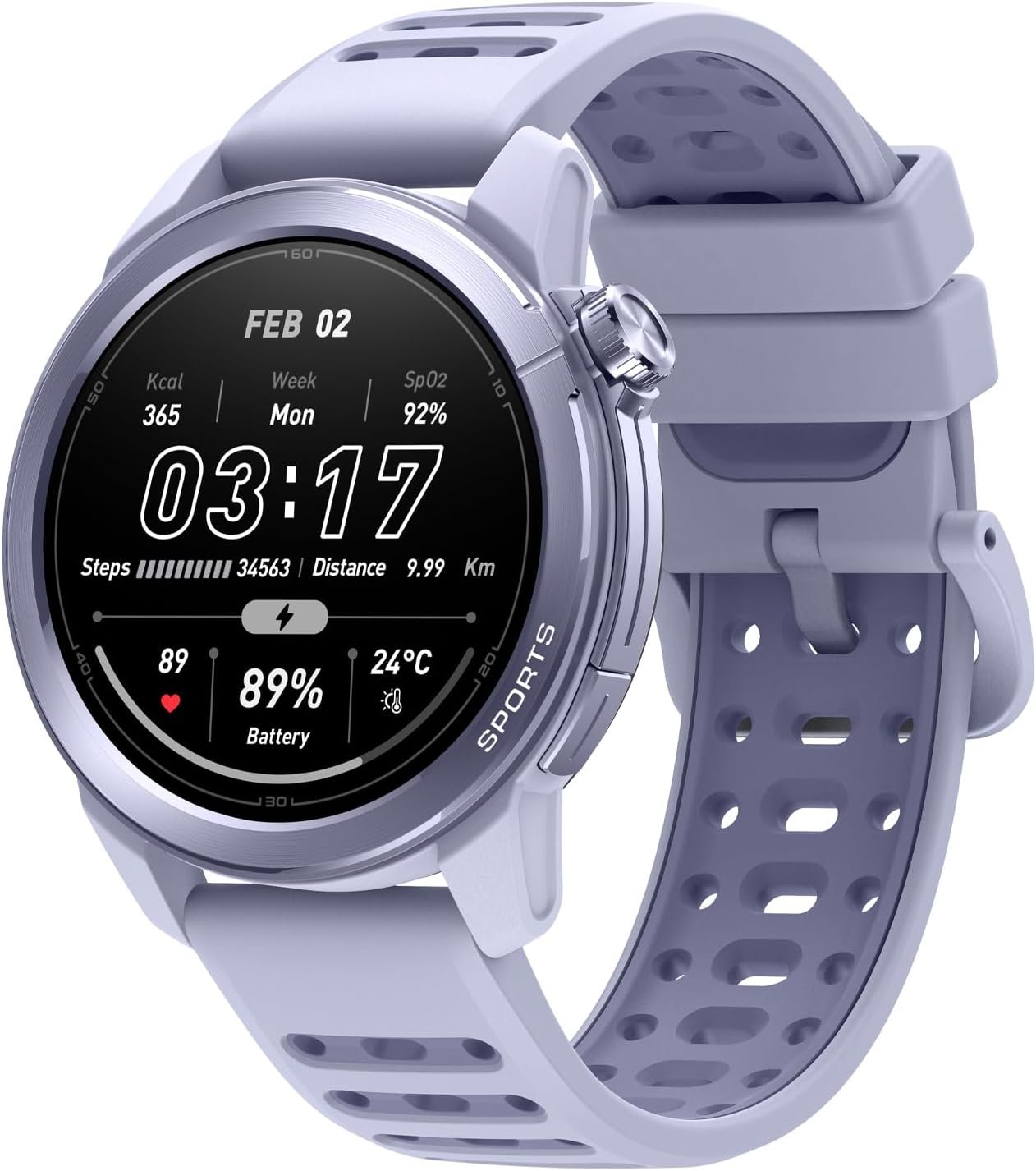 mibro GS Active2 Running GPS Smartwatch with 46mm AMOLED, Lightweight and 15-Day Battery, Supports Running Plans and Dual-Band GNSS, 150+ Sport Modes (Light Purple)