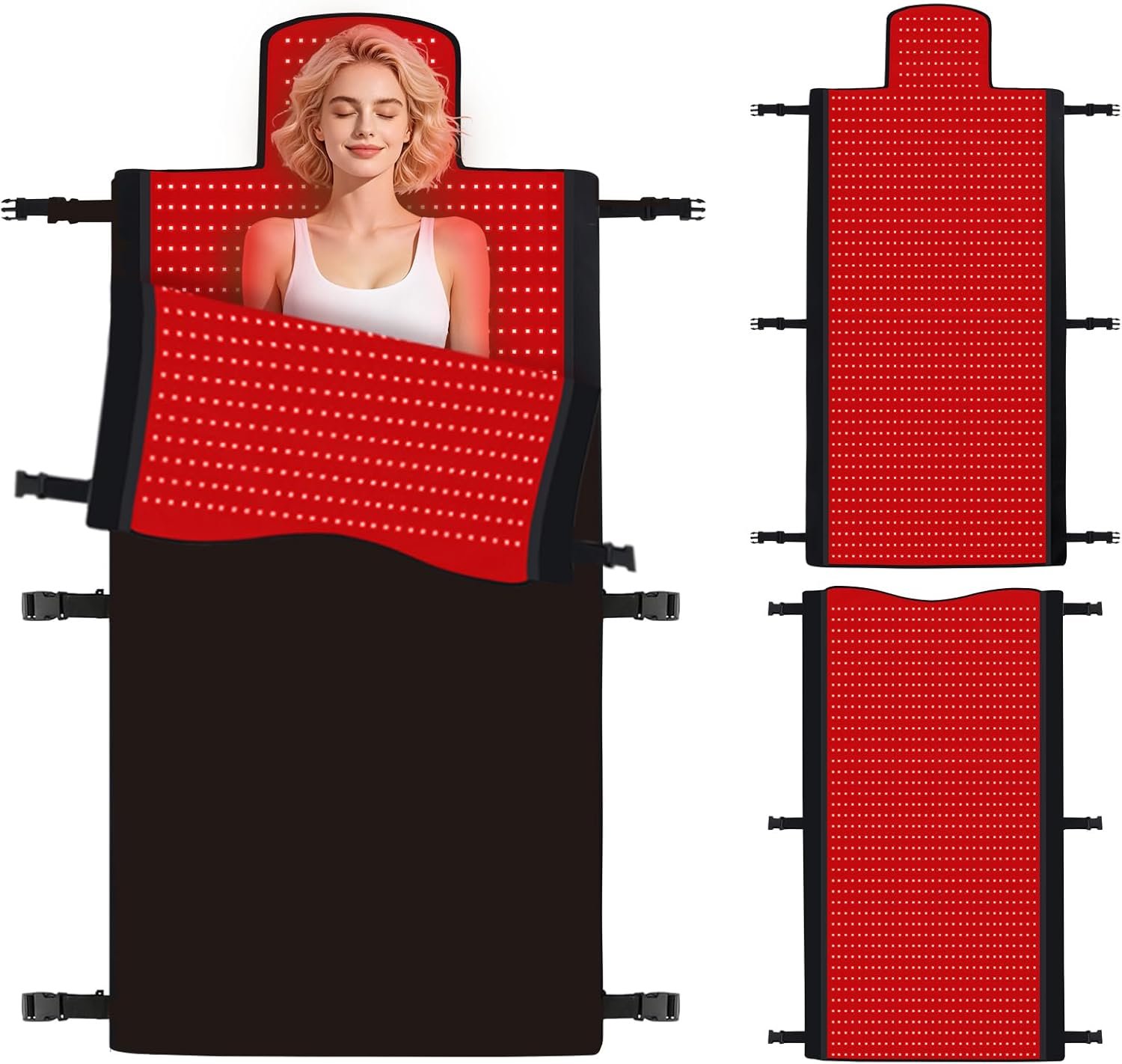 Full Body Red Light Therapy Mat, 2in1 LEDs (660nm& 850nm) Red Light Therapy Blanket, 76.8” x 33.4” Premium Material, Adjustable Timer & Intensity