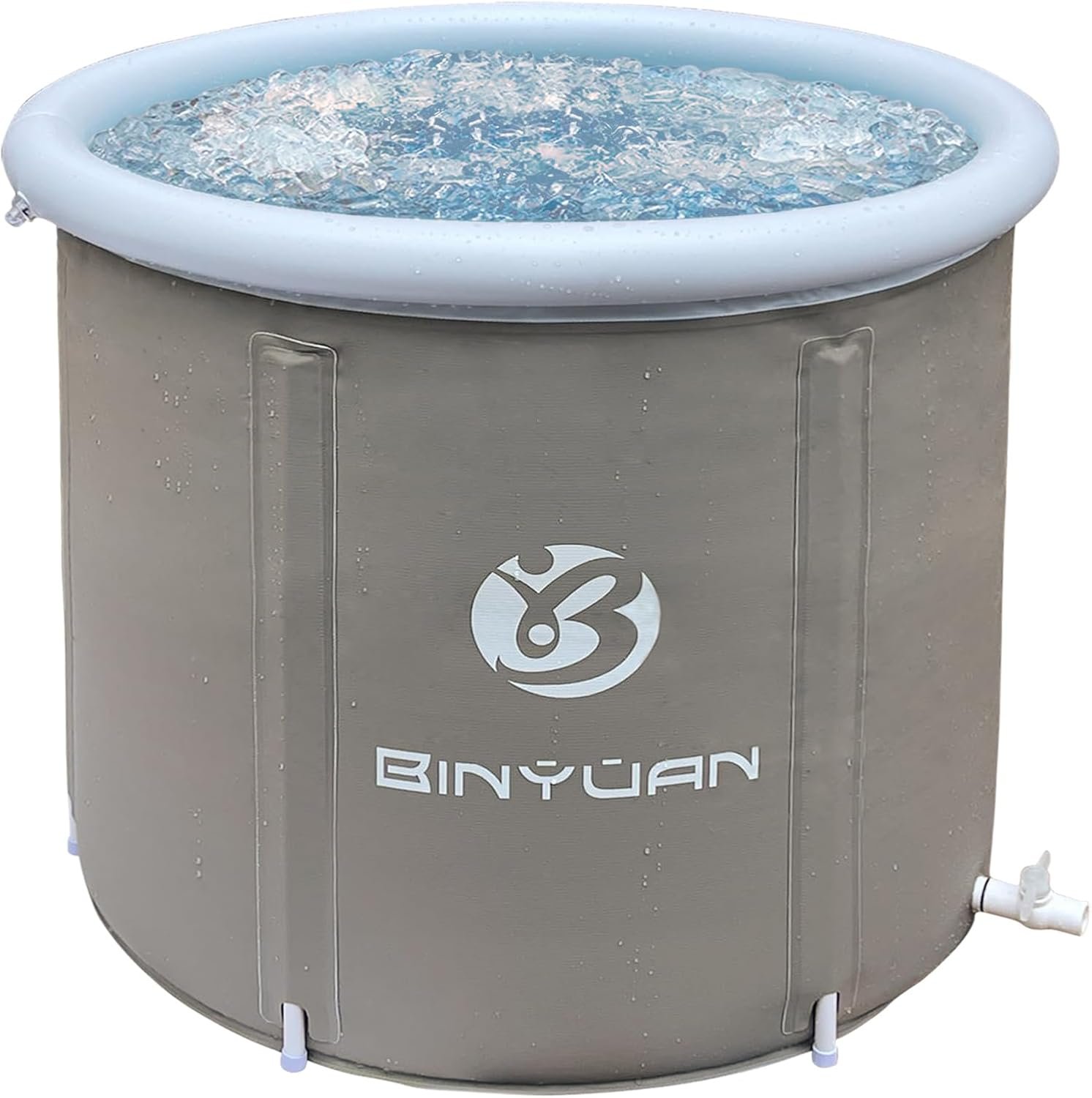 BINYUAN Ice Bath Tub for Athletes Portable Cold Plunge Tub Ice Bath Cold Plunge Tub Outdoor Ice Tub Barrel Ice Bath Tub For Adults Cold Therapy Tub for Recovery (Warm Grey-31.5″Φ x 27.5″H)…