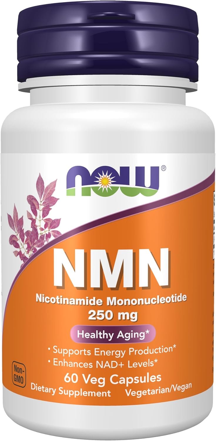 Now Supplements, NMN 250 mg, Nicotinamide Mononucleotide Supplement, Supports NAD+ Production & Healthy Aging*, Vegan Capsules, 60 Count