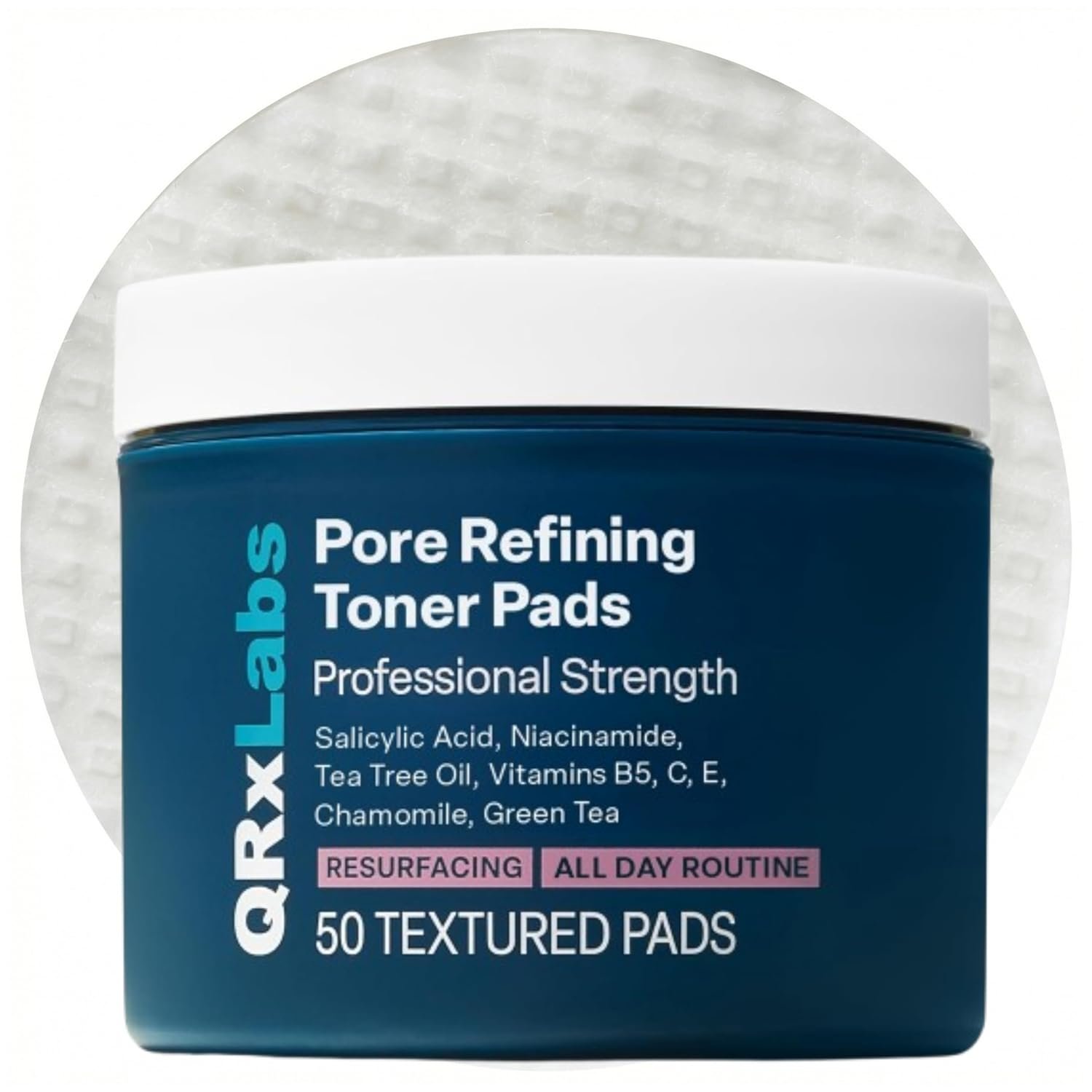 QRxLabs Pore Toner Pads with Salicylic Acid and Niacinamide – Helps Reduce the Look of Enlarged Pores, Makeup Prep – Skin Pore Resurfacing – Acne Treatment Clearing – Daily Pads – 50ct