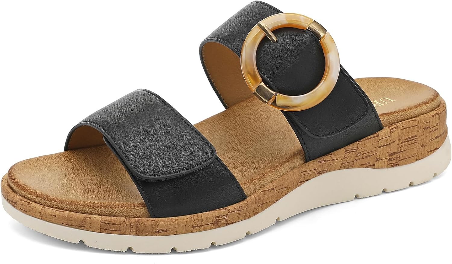 UBFEN Womens Flat Sandals Slides With Arch Support Comfy Walking Wedge Cushion Summer Shoes