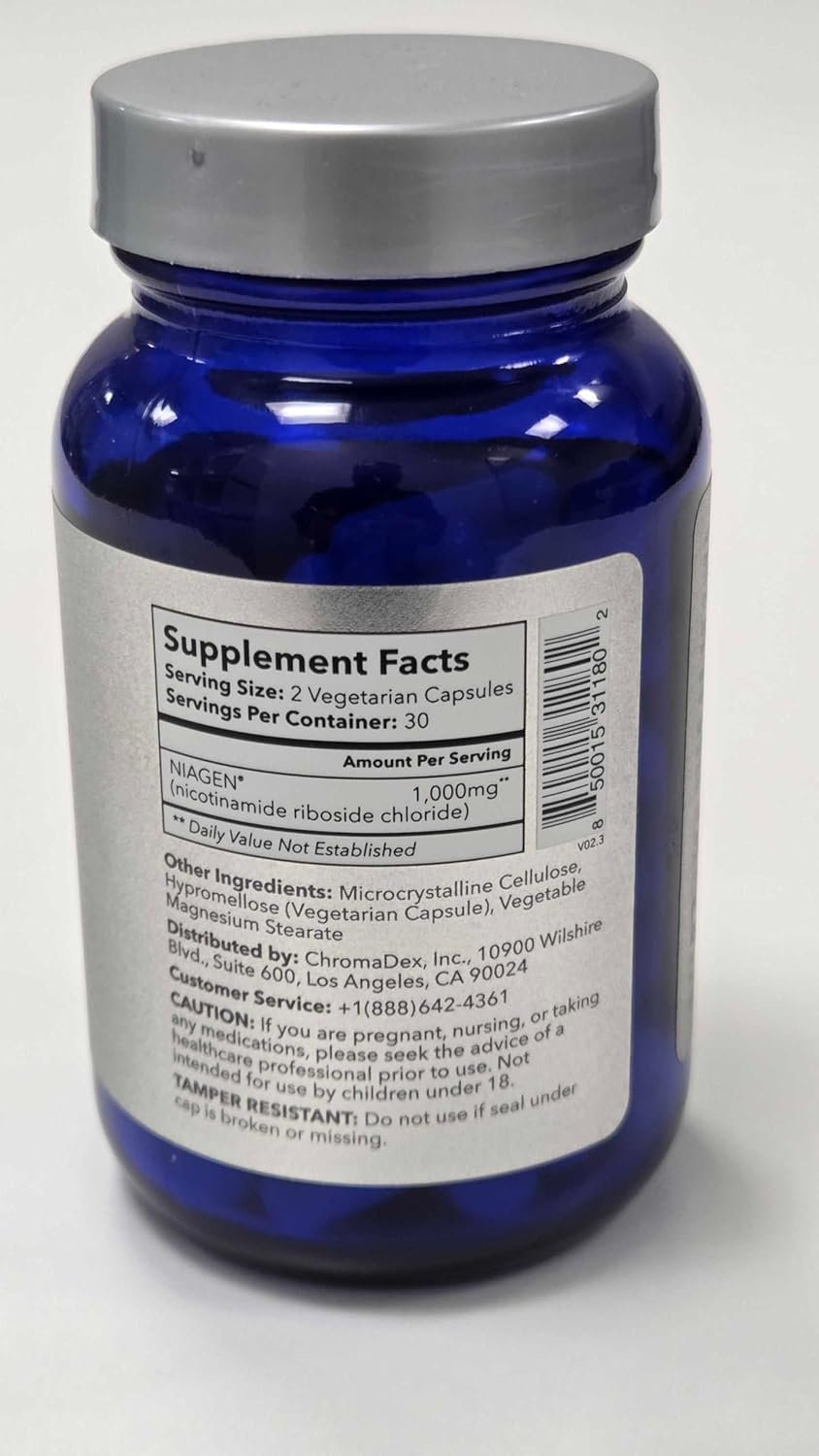 TRU NIAGEN Patented NAD+ Supplement | Nicotinamide Riboside (NR) | 30-1000mg Servings (2x500mg, Take 2 Daily)