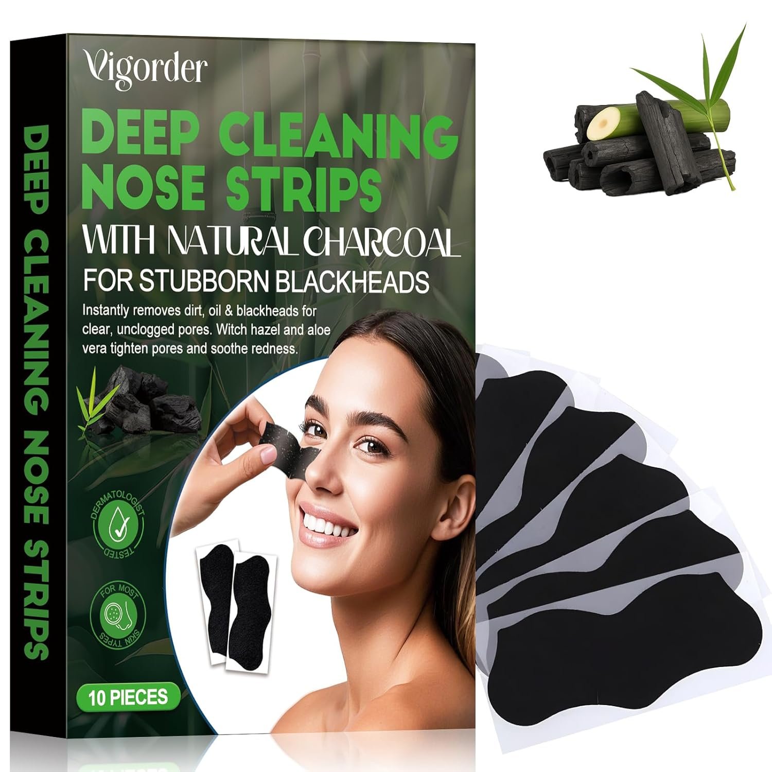 Vigorder Blackhead Remover Strip, Nose Strips Blackhead Remover, Deep Cleansing & Oil Control, Ideal for All Skin Types (10 Pack)
