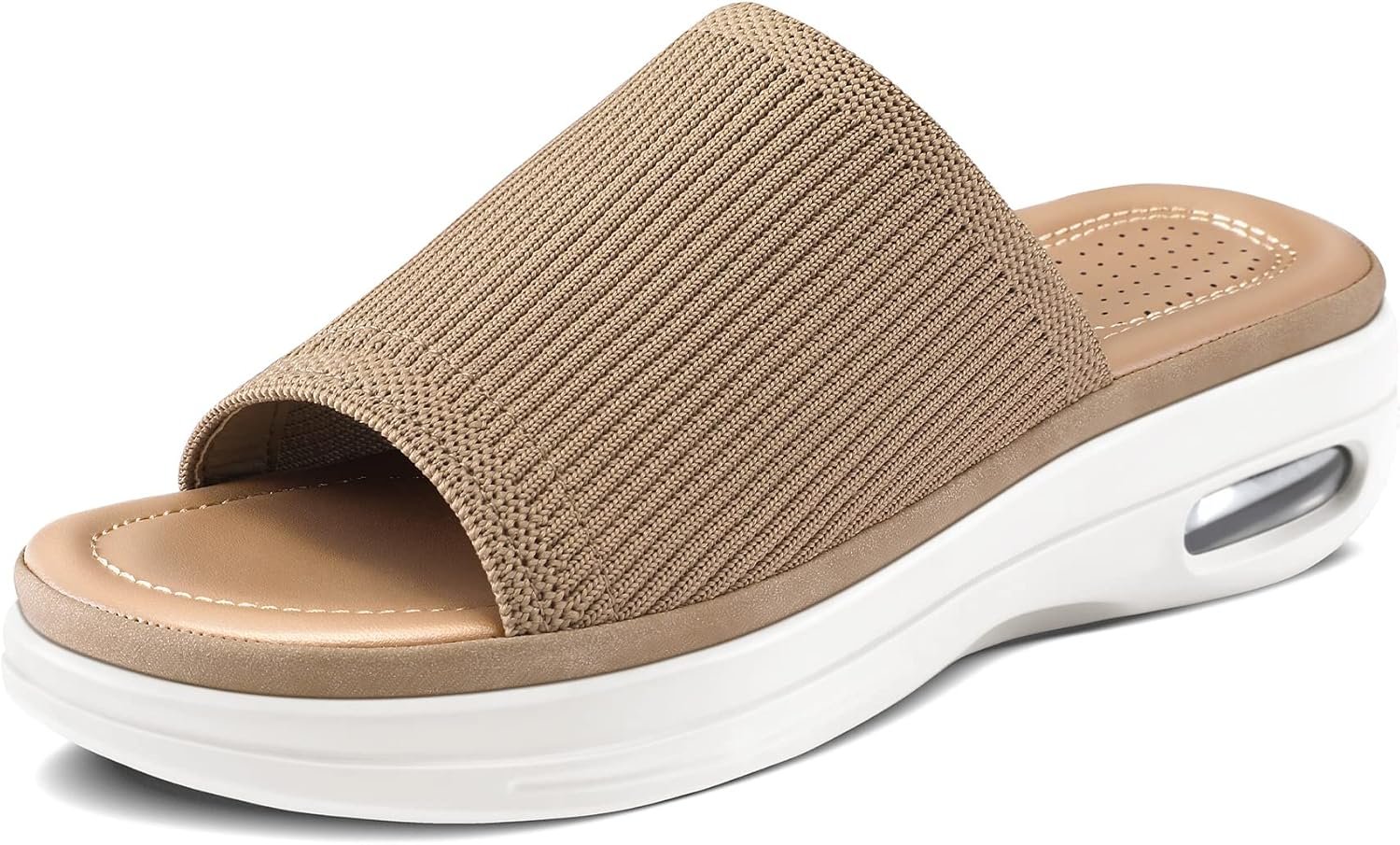 mysoft Women’s Comfortable Slide Sandals Air Cushion Knit Slip On Wedge Lightweight Walking Sandals Platform Summer Shoes