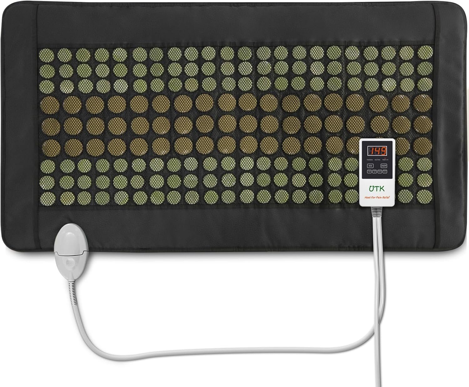 UTK Far Infrared Heating Pad for Back, 5X Deeper Pain Relief for Full Back, Thigh, Hip, Muscle, Hotter to 149℉, Weighted Electric Mat with Jade Tourmaline Stones, 22″ x 39″ Extra-Large Size
