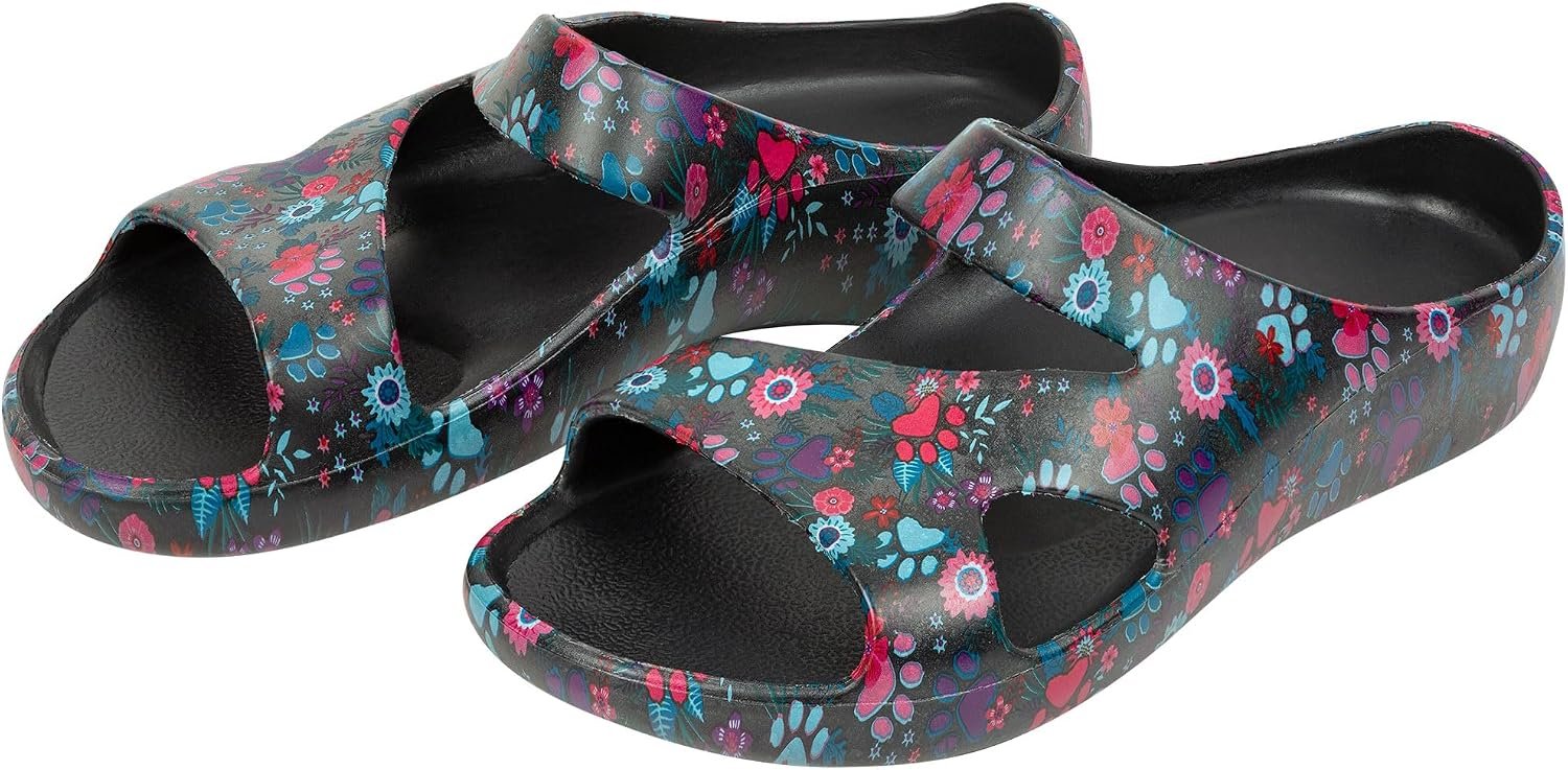 GreaterGood Positively Inspired Womens Slide Sandals Lightweight Cushioned Slip On Comfortable Shower Shoes Quick Dry Durable, Beach, Pool, Travel, Walking Casual Slides Footwear