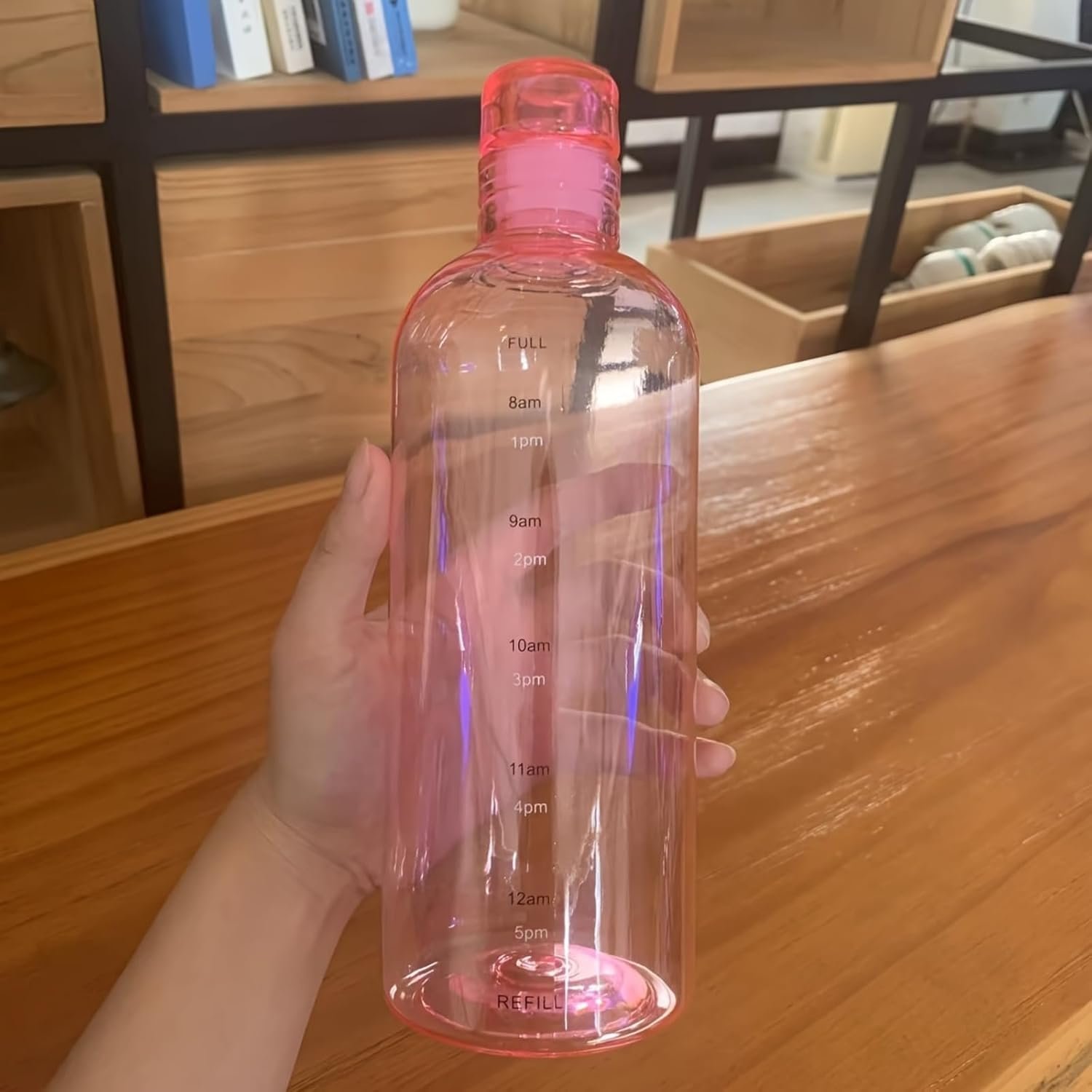 Water Bottle 500ml Motivational Sports Water Bottle with Time Marker – Times to Drink – Tritan, BPA Free, Wide Mouth Leakproof-Pink