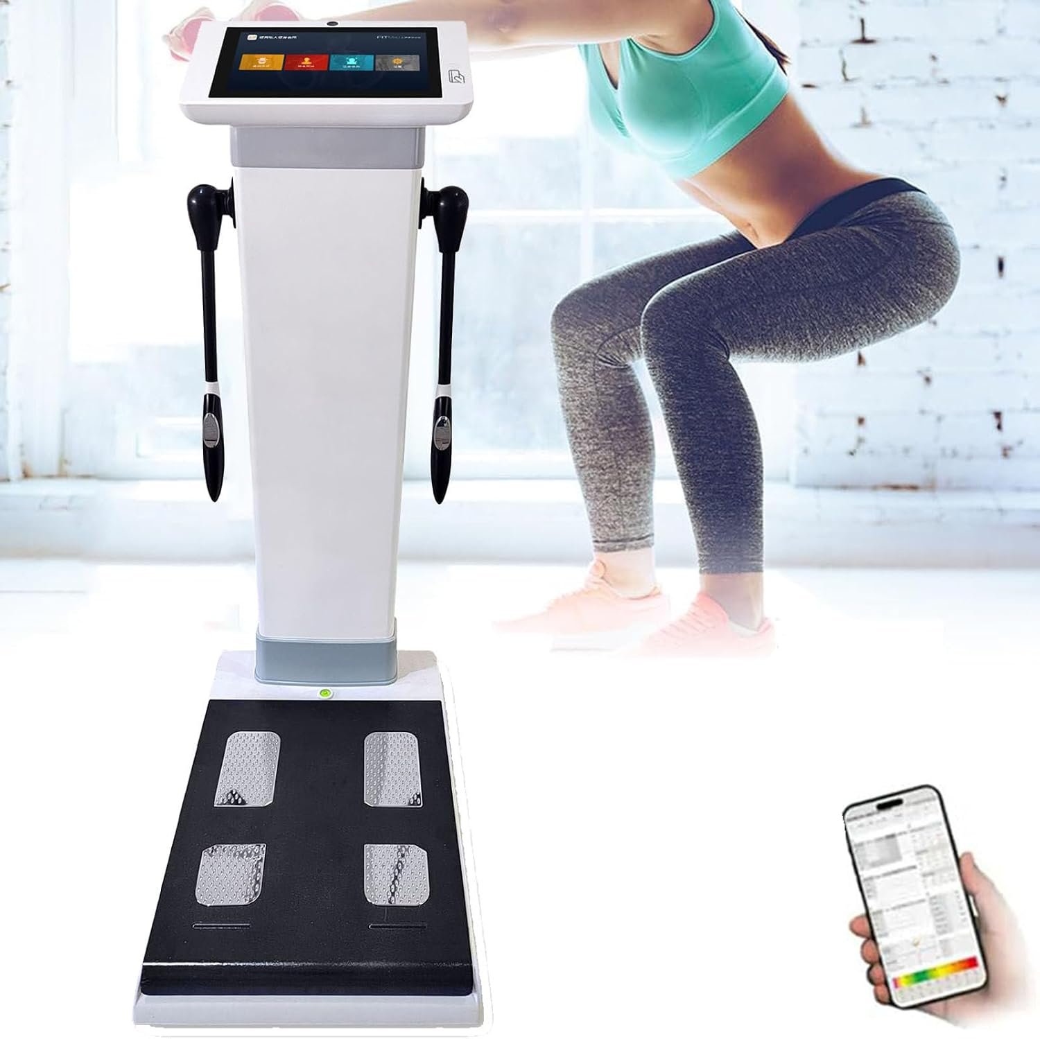 Body Composition Analyzer Device Health Monitoring Fat Analyzer with Bluetooth/WiFi Sync & Real-Time Printing Professional Full Gym Scanner