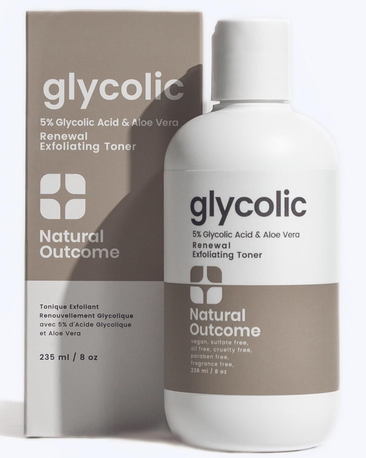 Natural Outcome Glycolic Acid Toner 5% for Face | Gentle Exfoliating Toner – with Aloe Vera & Quinoa Extract | Advance Anti-Aging Toning Solution Rejuvenates Skin & Minimizes Pore Appearance | 8 oz