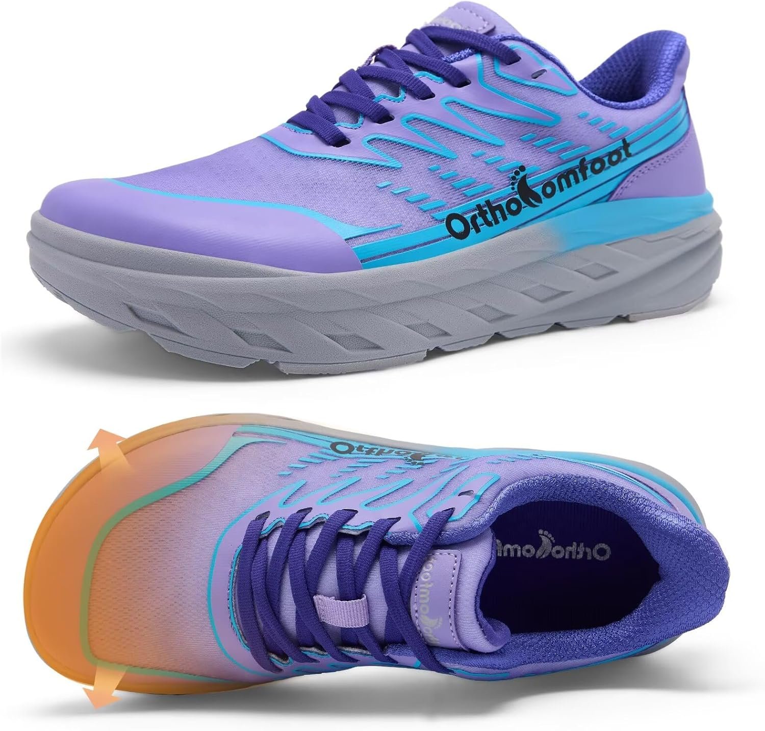 Women’s Orthopedic Diabetic Wide Toe Box Sport Shoes: Comfortable Arch Support Plantar Fasciitis Orthotic Running Sneakers, Casual Work Tennis Outdoor Walking Shoes for Swollen Feet, Heel Pain