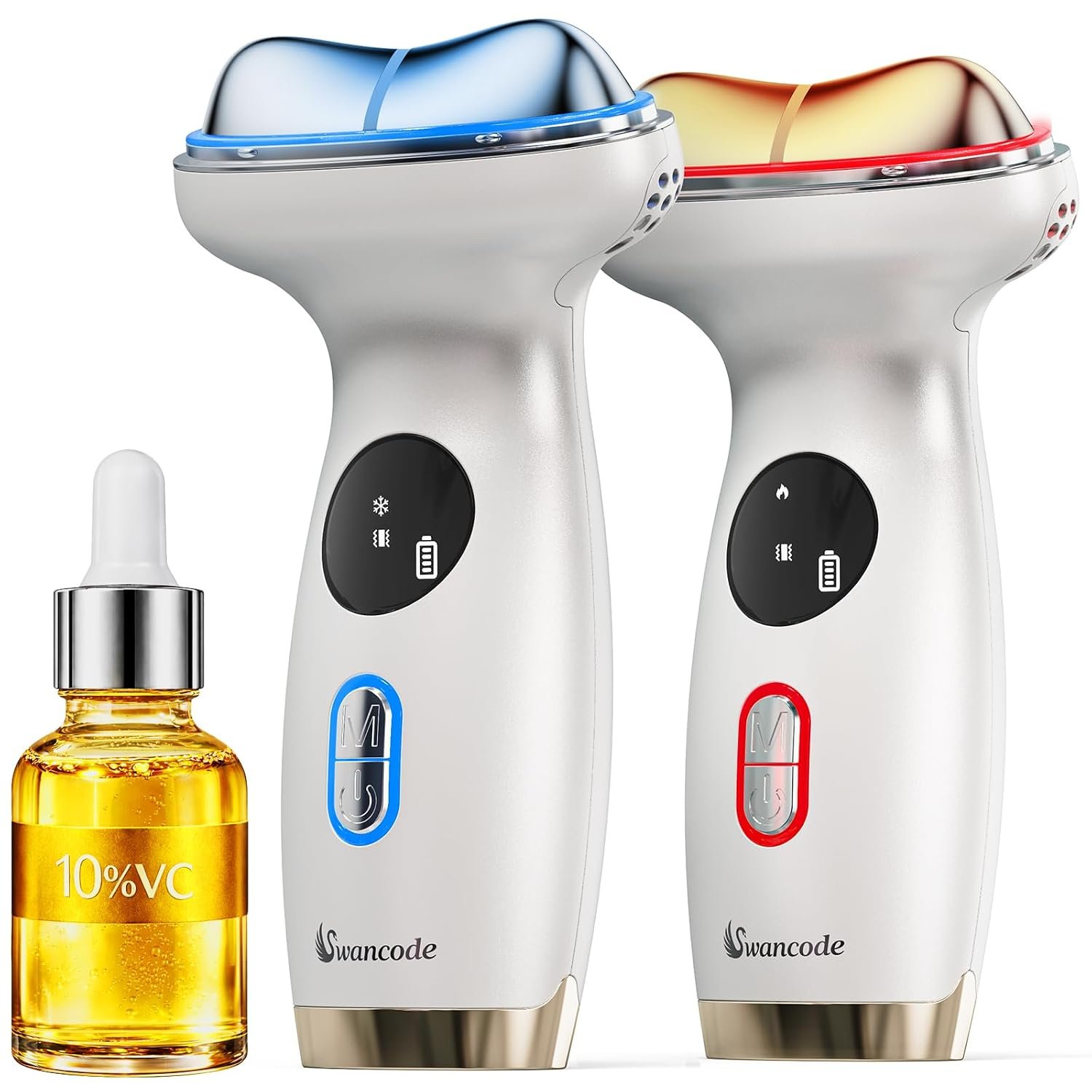 Cold & Heat Red Light Therapy with Serum – 7-in-1 LED Face Sculpting Tool for Depuffing, Sculpting, Lifting, Hot Electric Gua Sha & Cold Depuffing Wand for Face, Neck & Eye Area, Face&Neck Massager