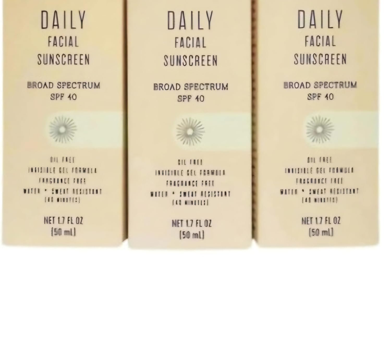 Generic Trader Jo Daily Facial Sunscreen Broad Spectrum SPF40, oil free invisible, gel formula, fragrance free, water + Sweat Resistance (3 Pack)