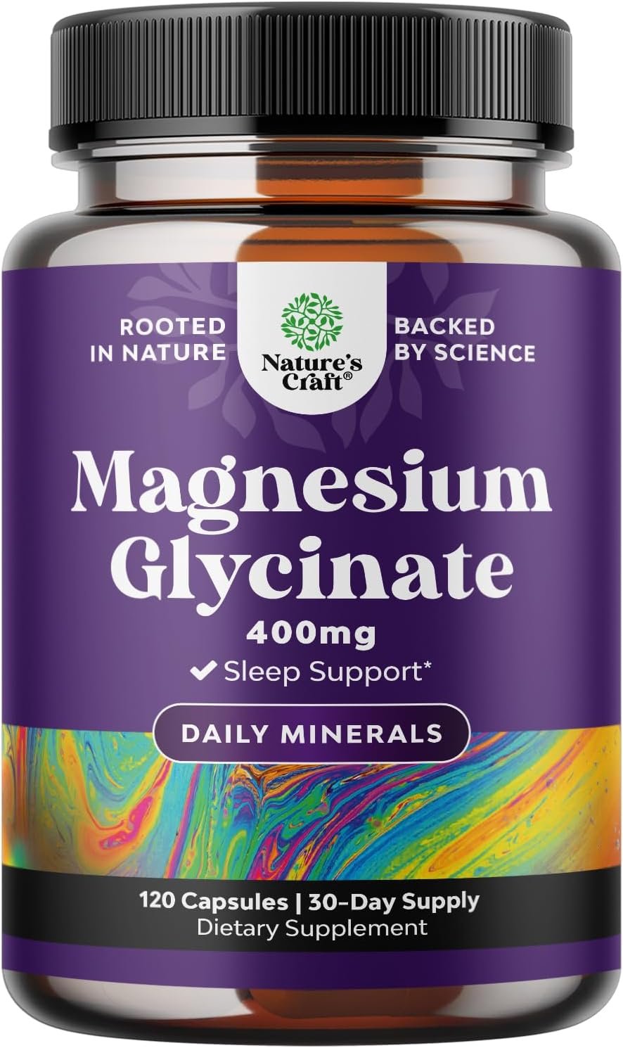 Pure Magnesium Glycinate Supplement 400mg Per Serving – Vegan High Absorption Chelated Magnesium Capsules for Women & Men with Elemental 400mg for Mood Sleep and Relaxation Support – 120 Count