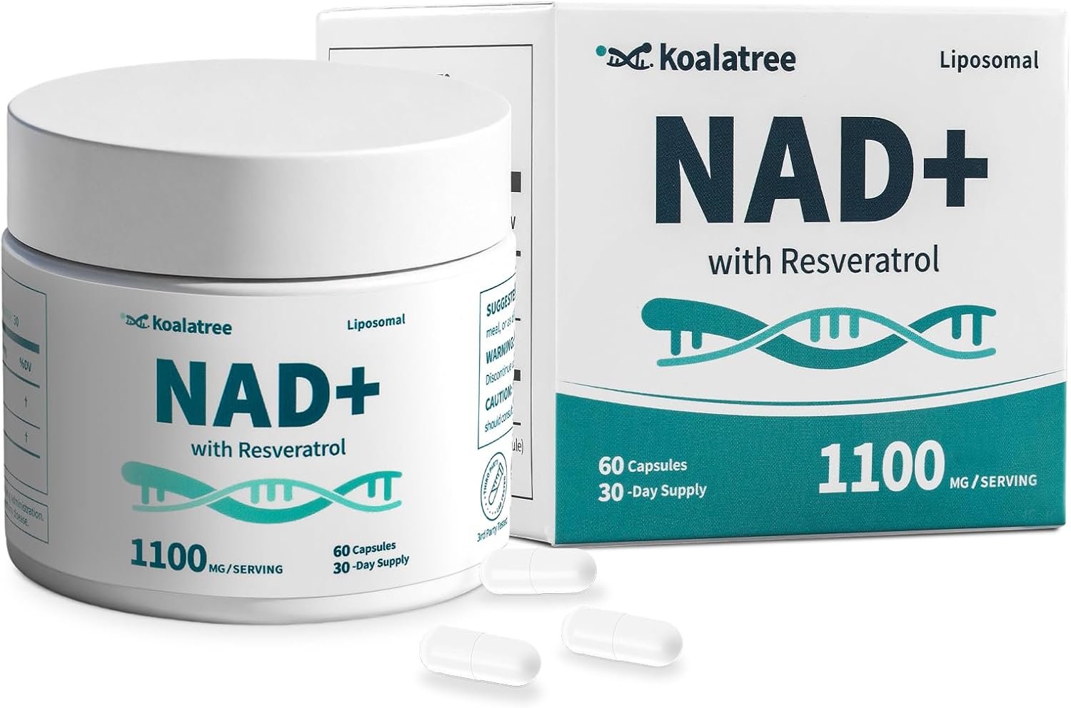 NAD Liposomal NAD+ Supplement 1100mg NAD Plus with Trans-Resveratrol – Support Cellular Health, Skin, Energy & Anti Aging for Women and Men – 30 Servings