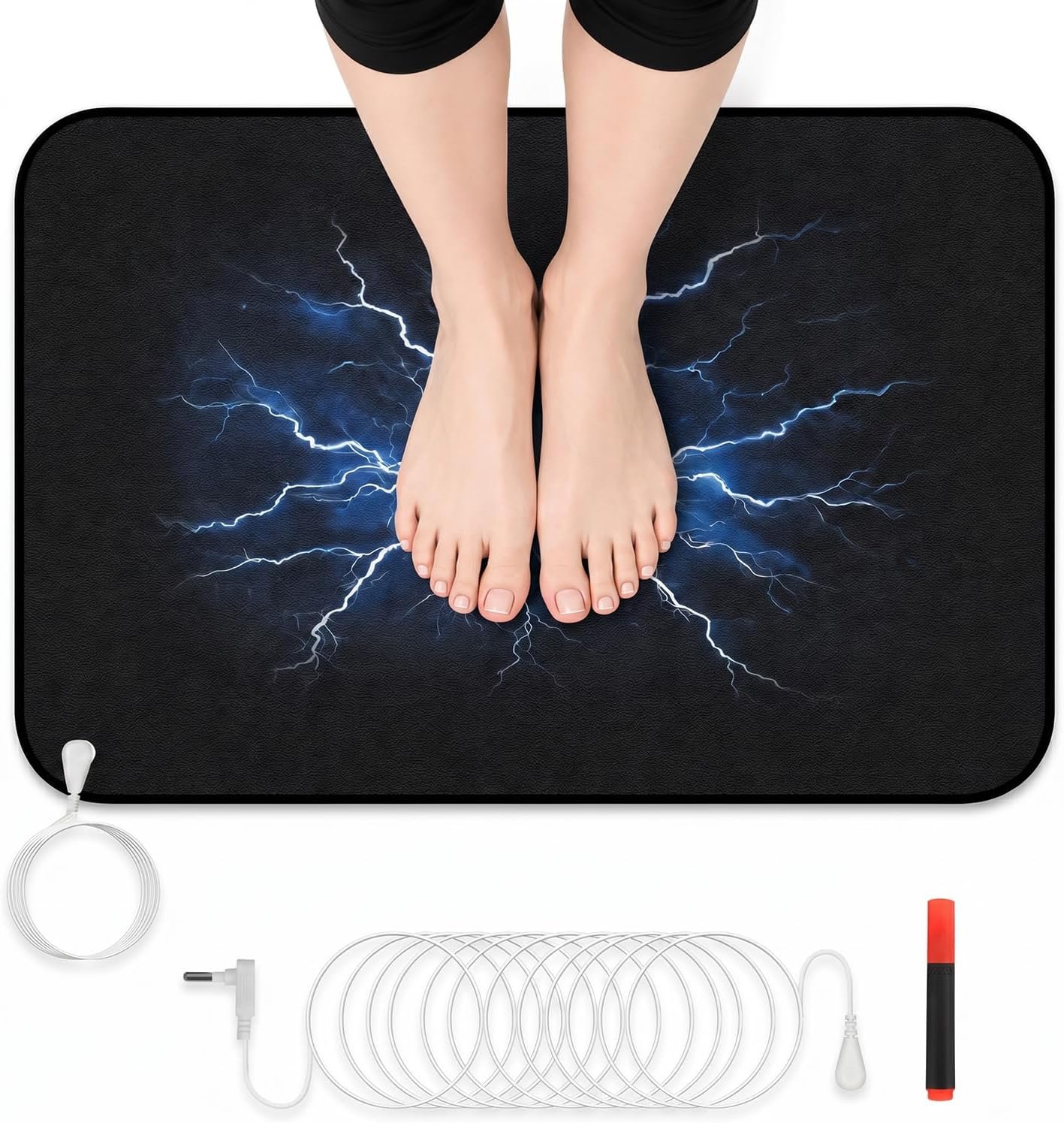 Grounding Mat Earthing Pad，Grounding Mat for Feet，Portable Grounding Well Desk Mat for Sleep Pain Relief Energy，Earth Grounded Sleep Bed Pad，Use at Home or Office，24″x16″